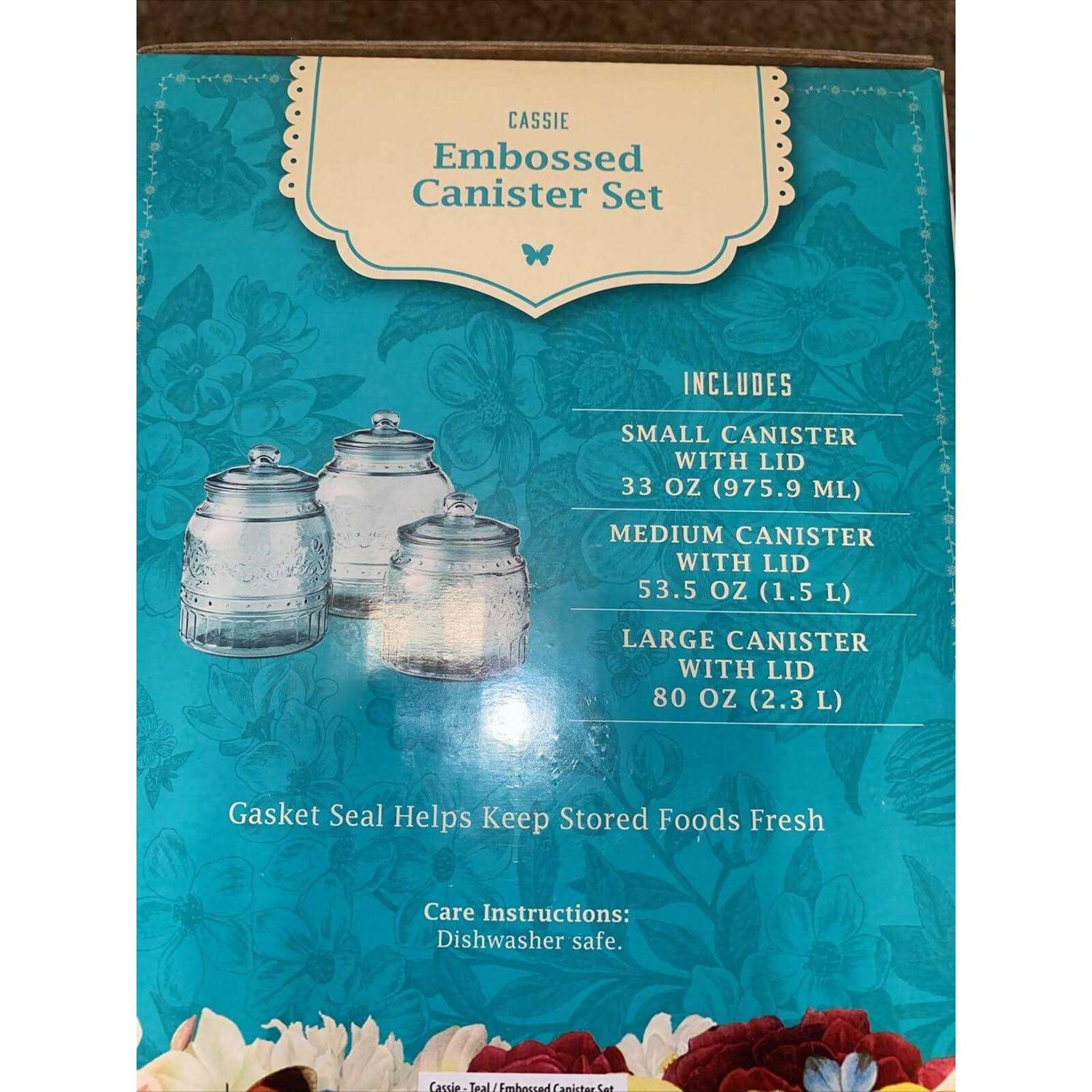 The Pioneer Woman Cassie Glass Canister 3 Pc Set