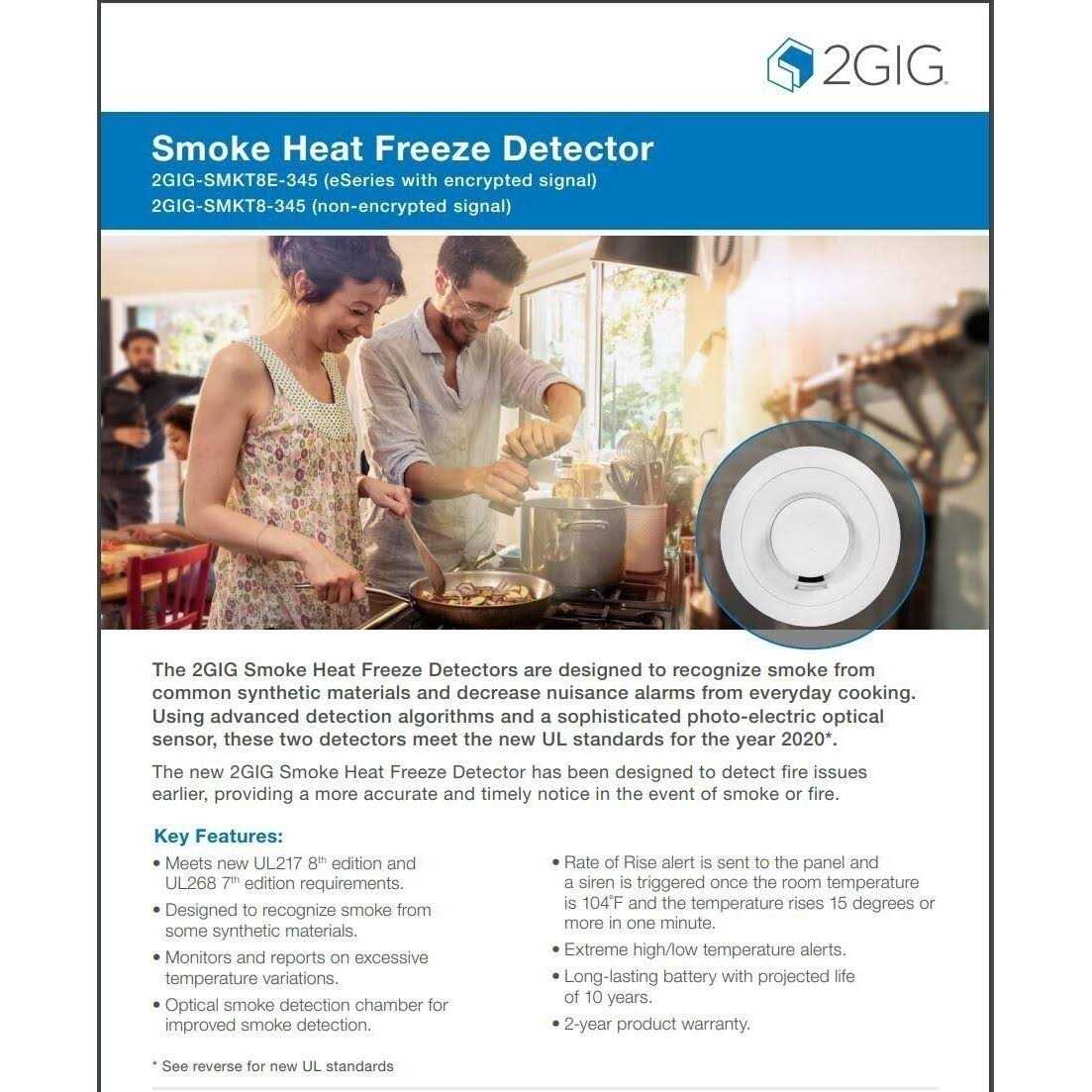 2GIG-SMKT8-345 Smoke Heat Freeze Detector