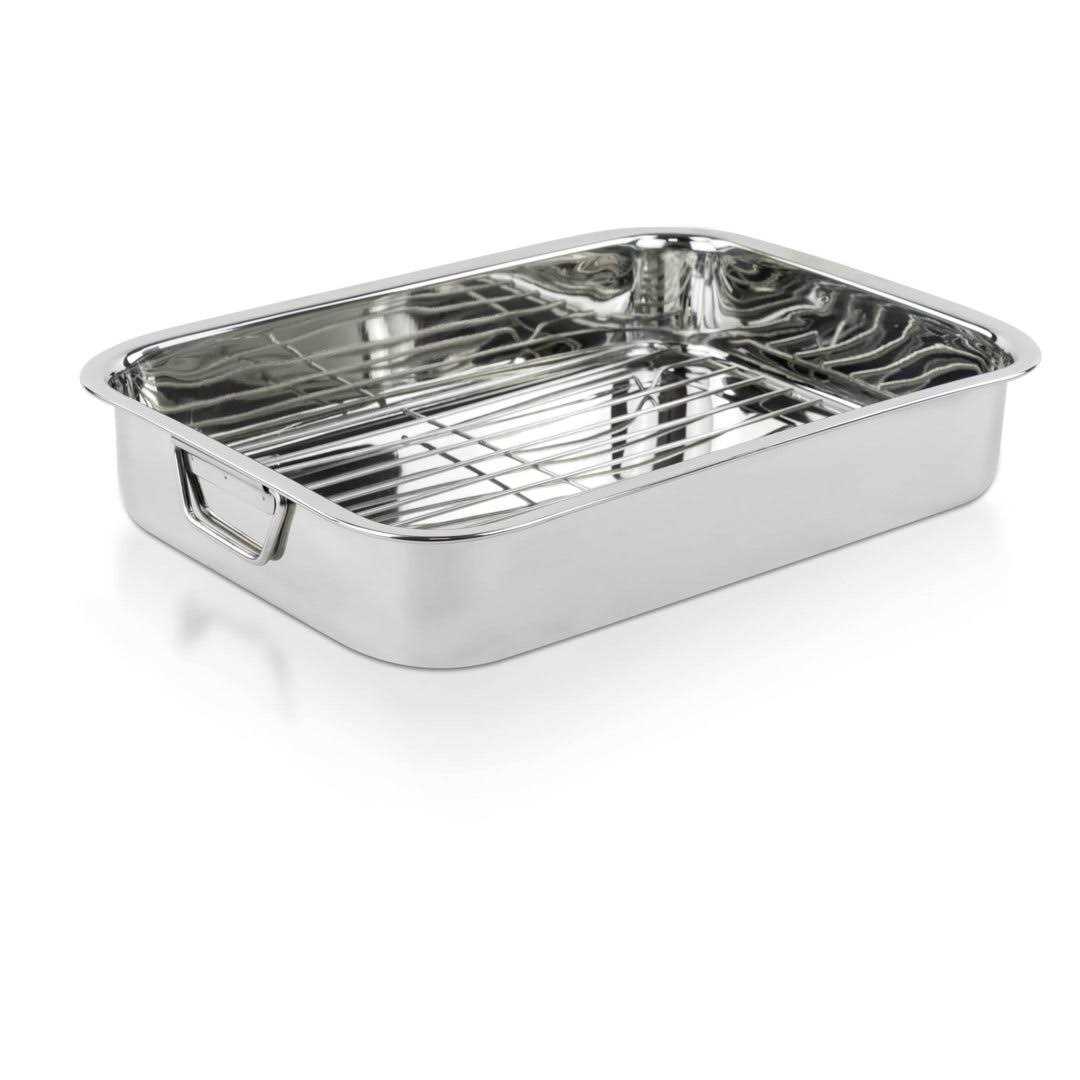 Lexi Home 16 in. Classic Stainless Steel Roasting Pan with Roasting Rack