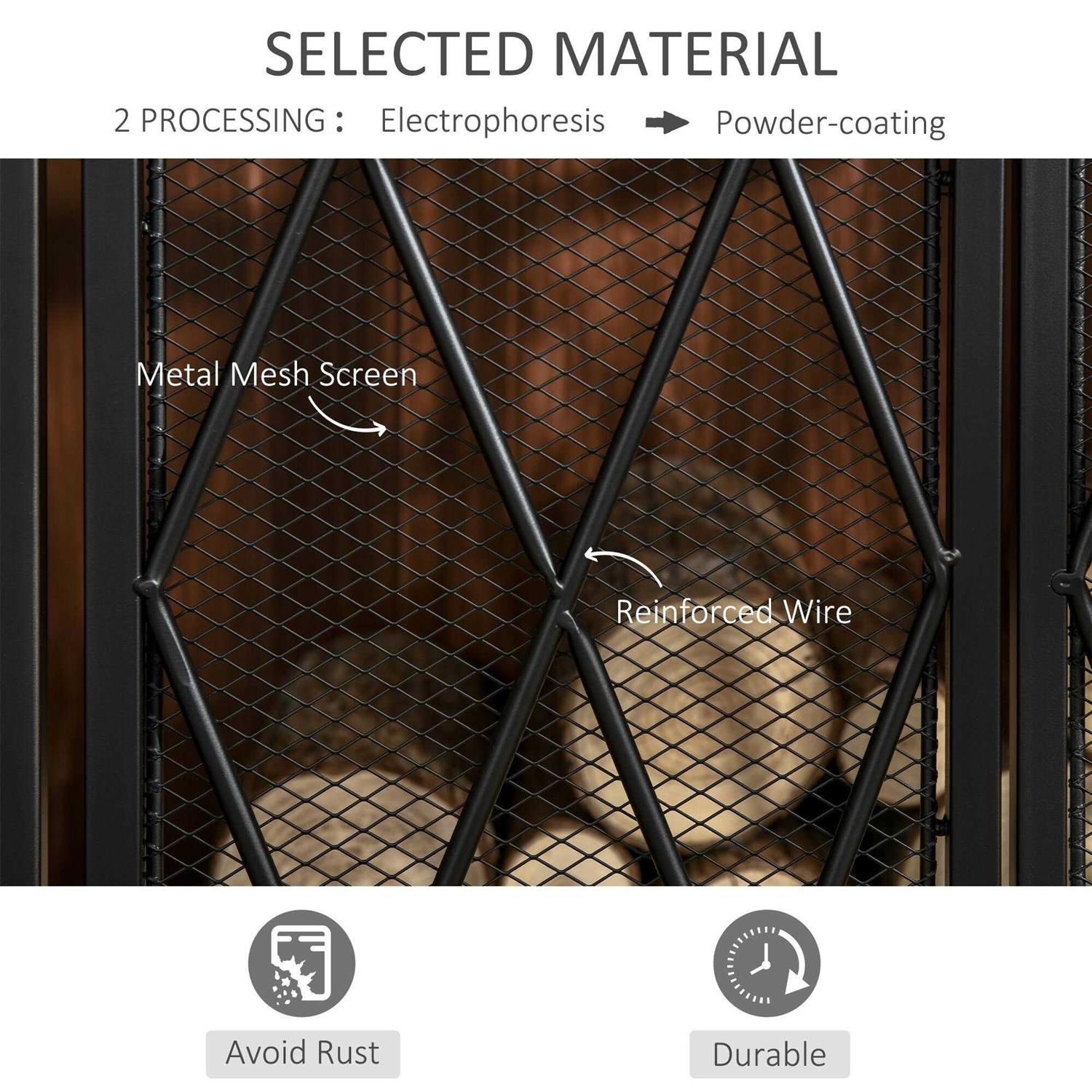 HOMCOM 3-Panel Folding Fireplace Screen for Wood Burning with Double Doors