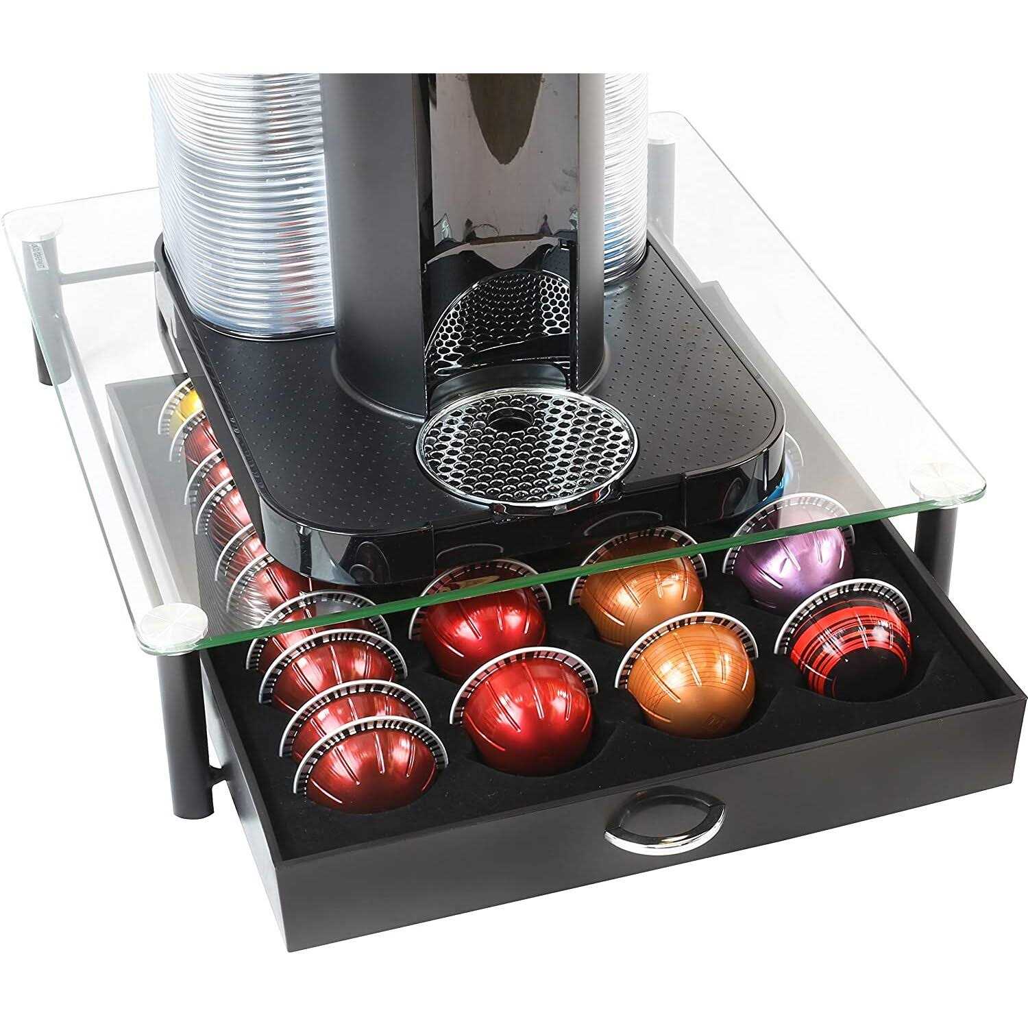 Deco Brothers Crystal Tempered Glass Nespresso Vertuoline Storage Drawer Holder for Capsules