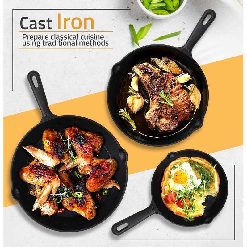 Utopia Kitchen Pre-Seasoned Cast Iron Skillet Set 3-Piece