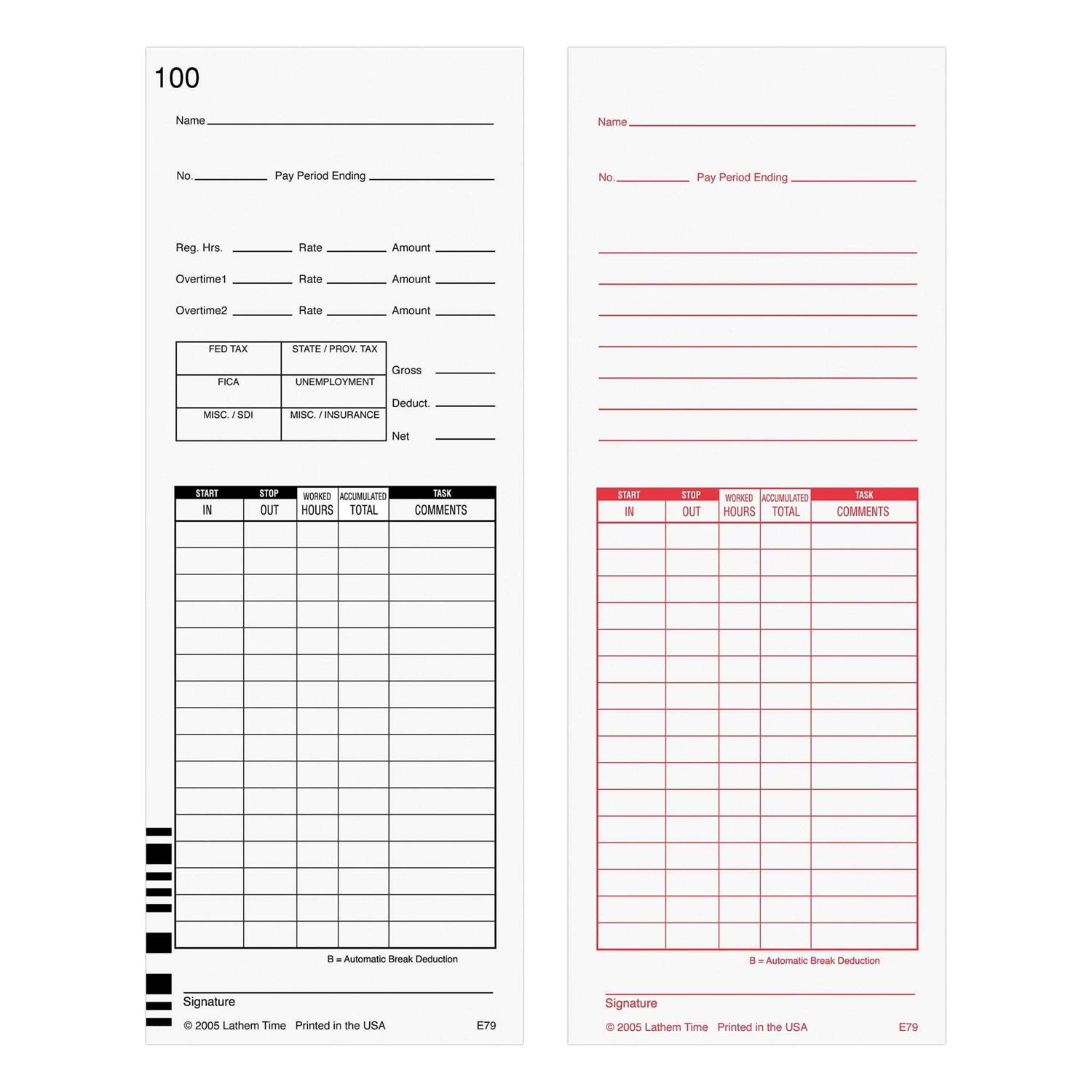 Time Clock Cards for Lathem Time 7000E/7500E