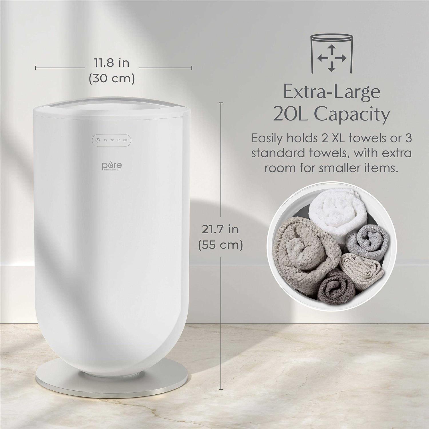 Pure Enrichment PureBliss Luxury Towel Warmer Extra Large 20L Heats Baths, Towels, Robes, Blankets, or Clothing