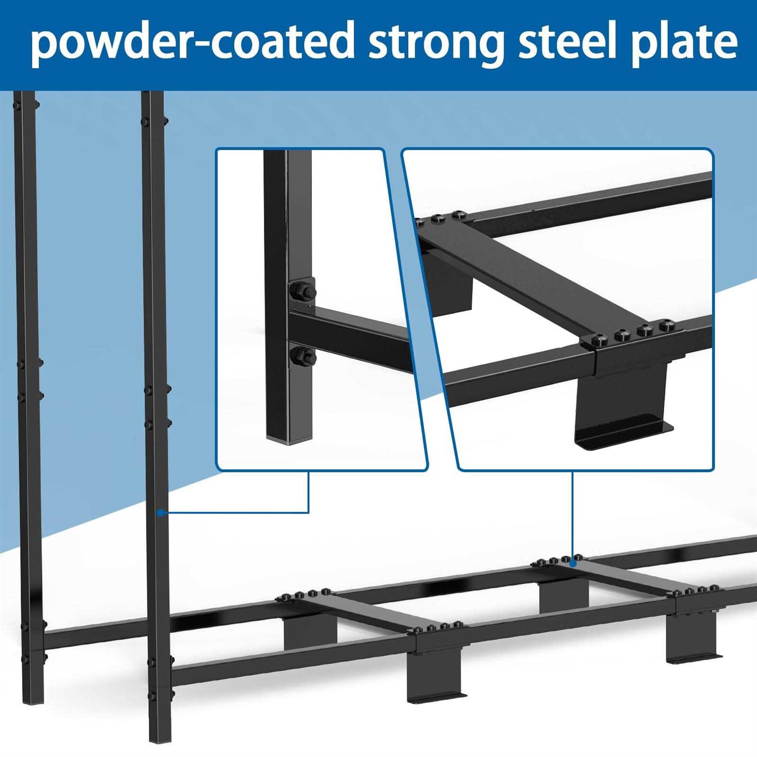 Mofeez 4ft Firewood Rack Outdoor Heavy Duty Steel Logs Holder for Wood Storage