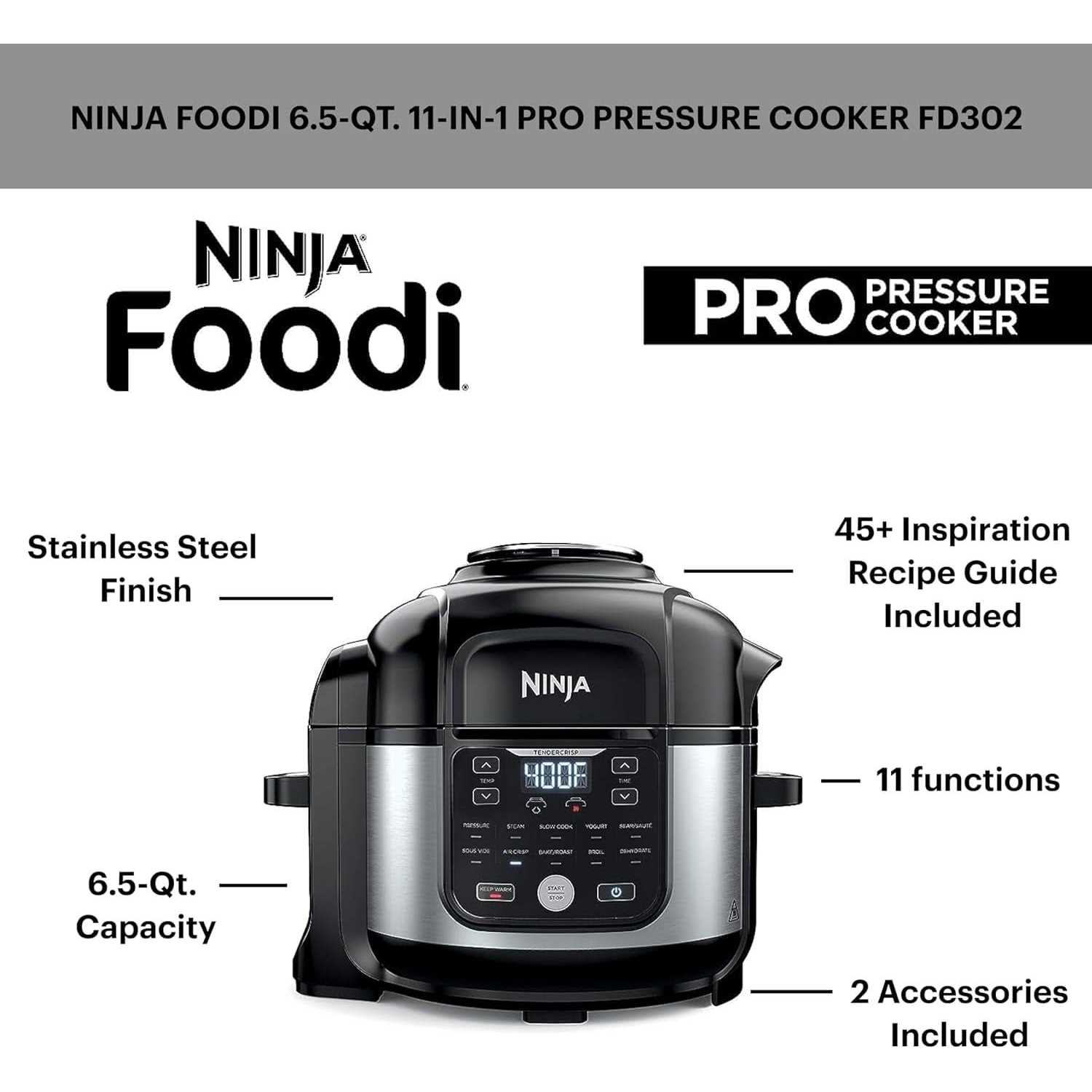 Ninja Foodi 11-in-1 6.5-qt Pro Pressure Cooker + Air Fryer
