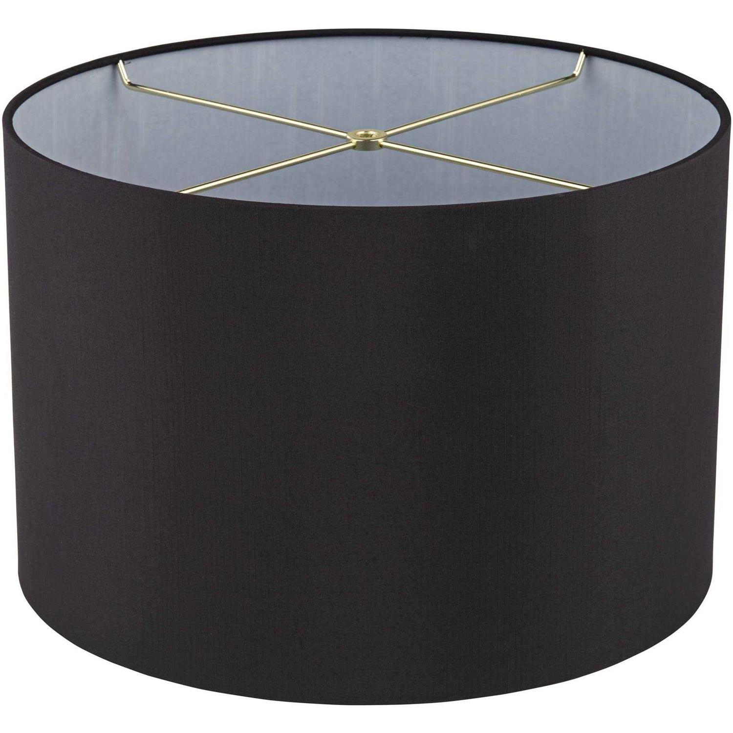 Springcrest Black Faux Silk Large Tapered Drum Lamp Shade Top x Bottom x Slant x High Replacement with Harp and