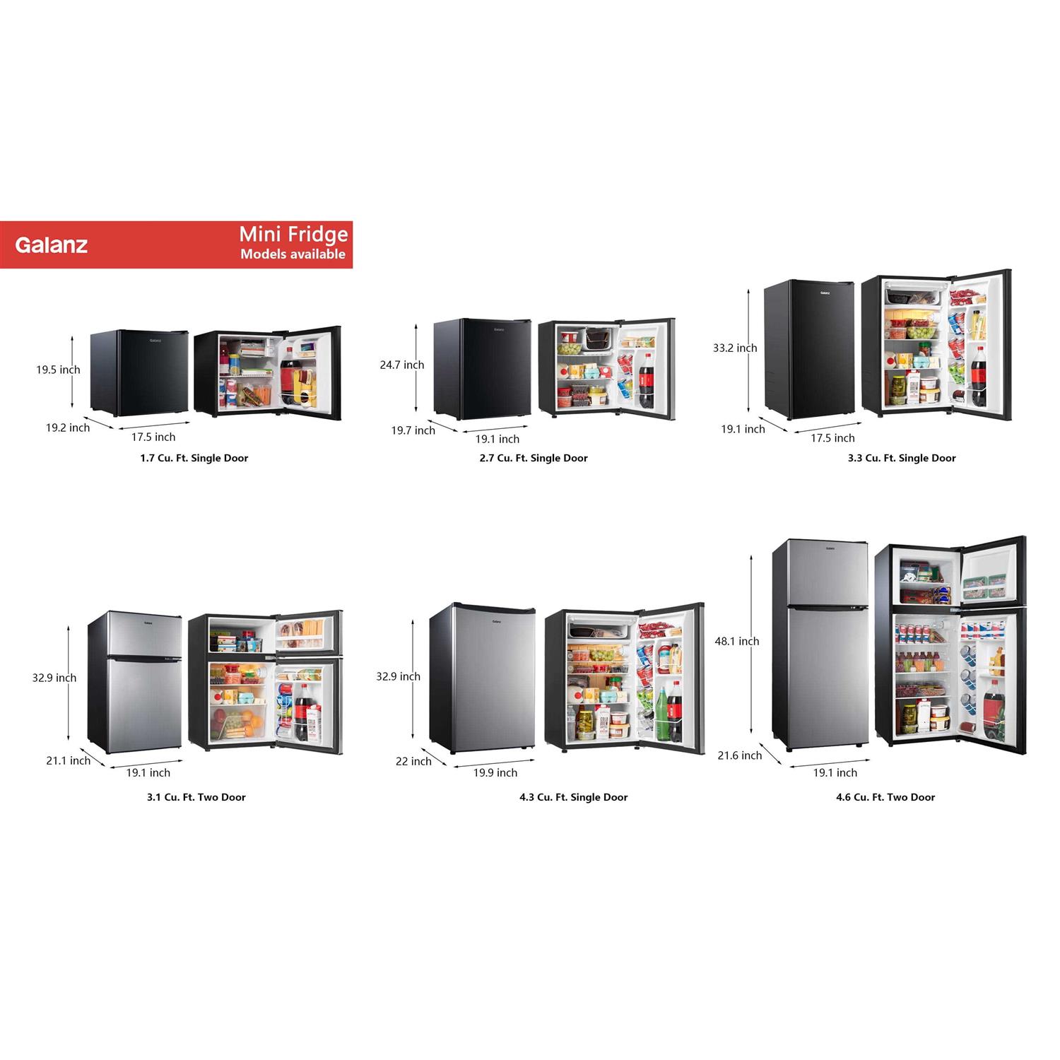 Galanz 3.3 Cu ft Door Mini Fridge