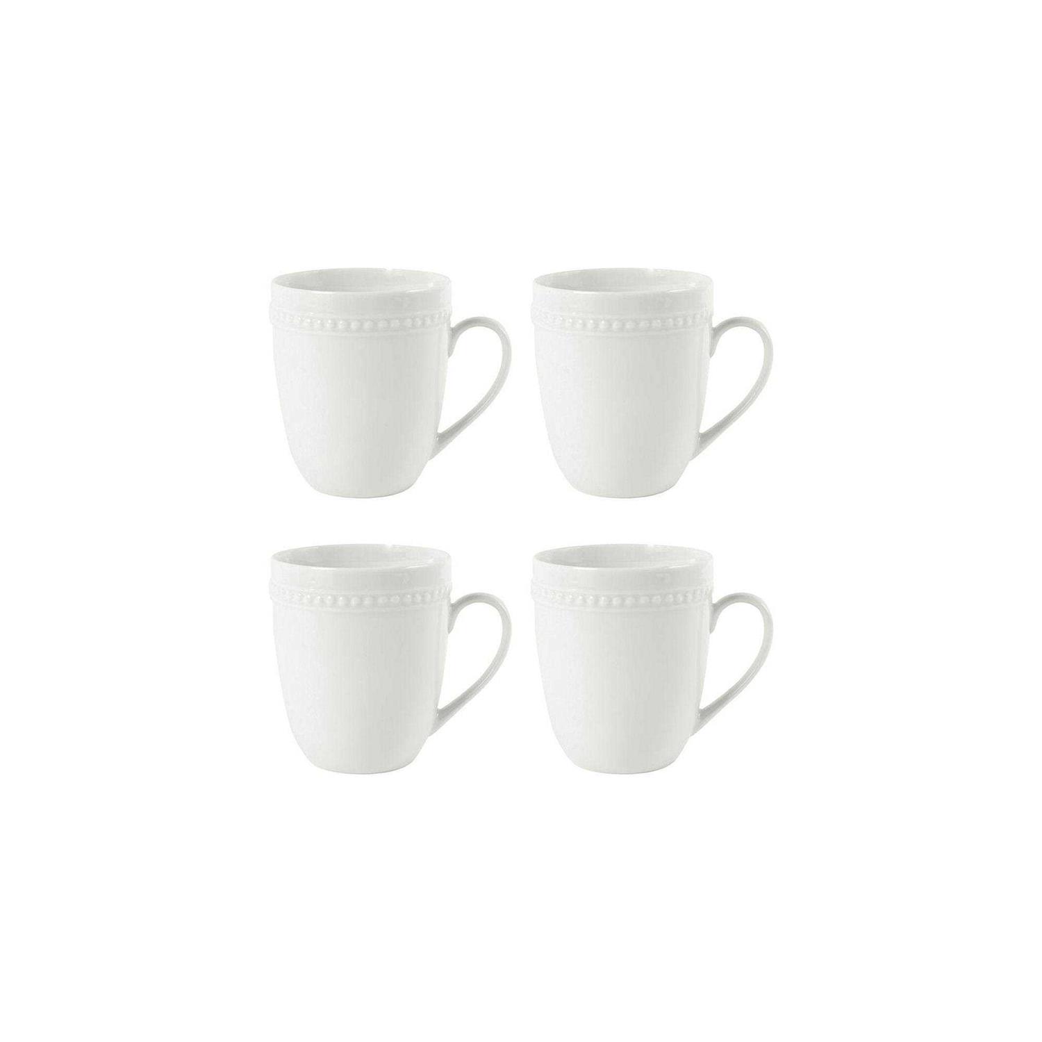 Everyday White by Fitz and Floyd Beaded 14 Ounce Mugs