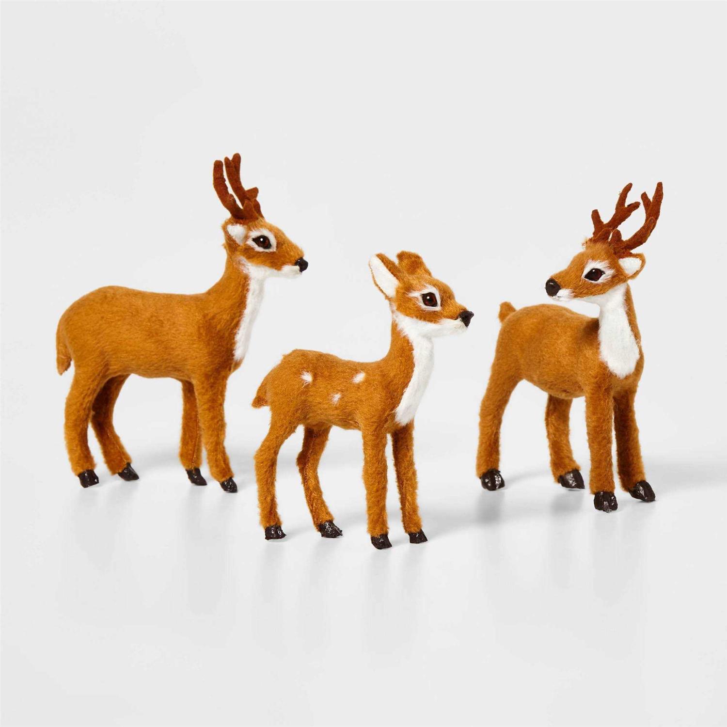 Wondershop 3ct Faux Fur Deer Set Decorative Christmas Figurines Brown