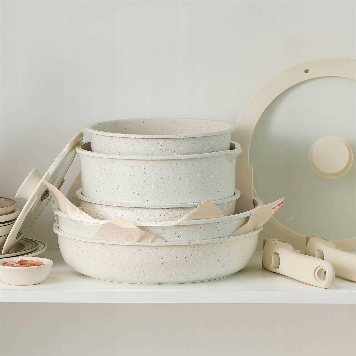 CAROTE 11pcs Pots and Pans Set Nonstick Cookware Sets Detachable Handle