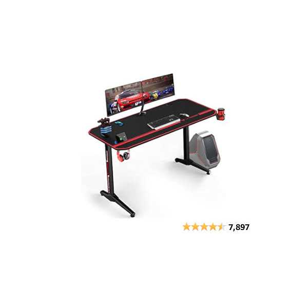 VITESSE Ergonomic Gaming Desk 55 Inch T Shaped Office PC Computer Desk with Full Desk Mouse Pad
