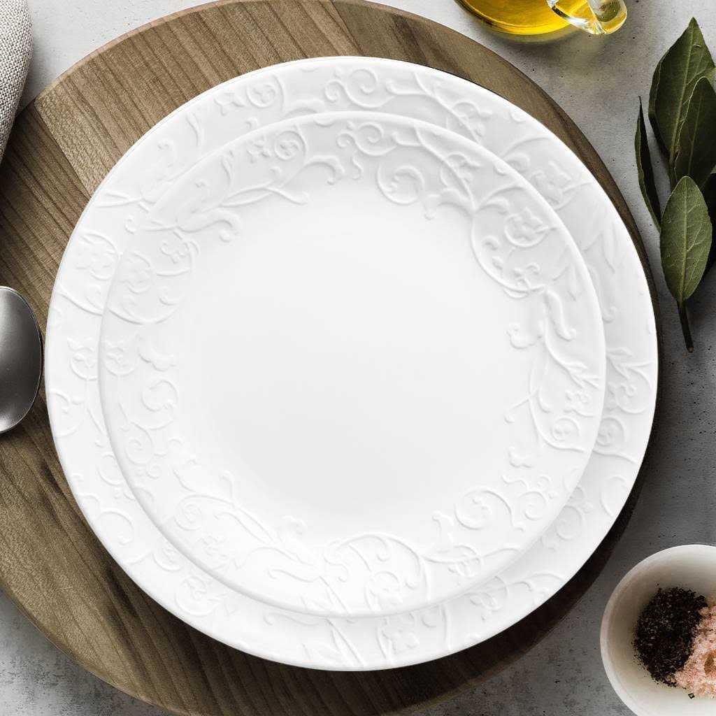 Corelle 18-Piece Embossed Bella Faenza Vitrelle Dinnerware Set