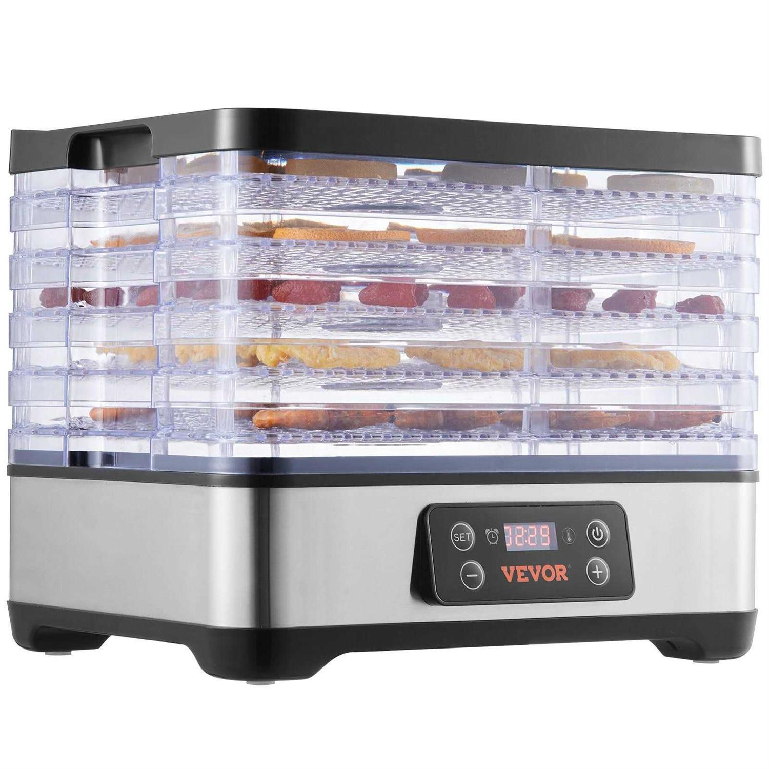 VEVOR Food Dehydrator Machine 5-Tray Fruit Dehydrator 300W Electric Food Dryer w/Digital Adjustable Timer & Temperature for Jerky