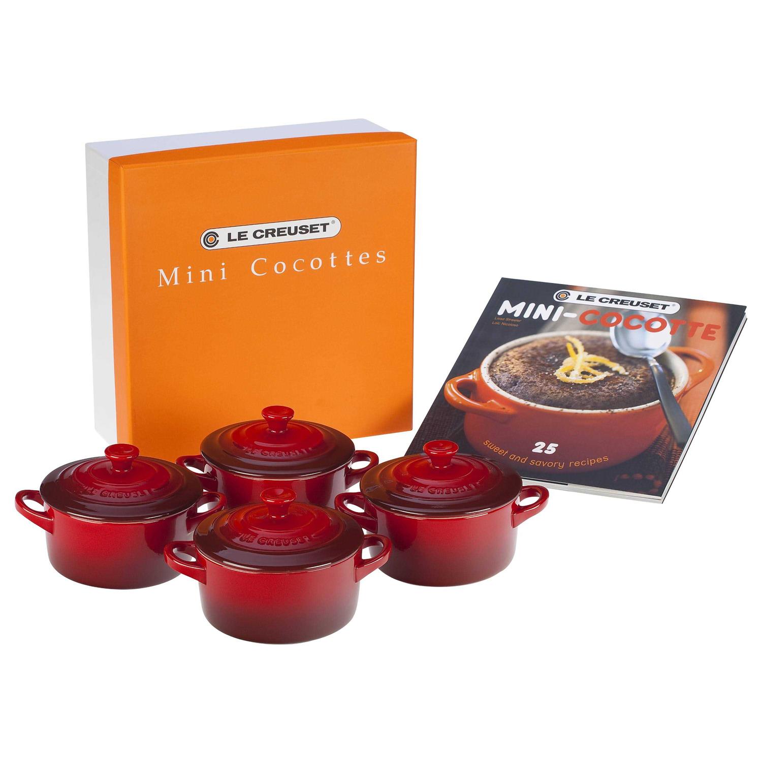 Le Creuset Cocottes Set of 4 with Mini Cookbook