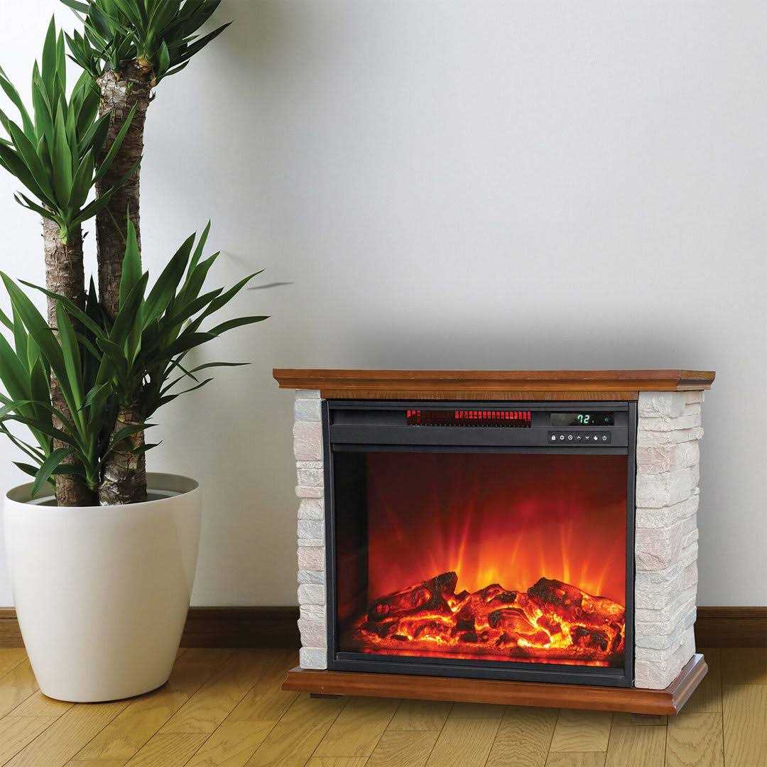 Lifesmart 3-element Small Square Infrared Fireplace with Faux Stone Accent