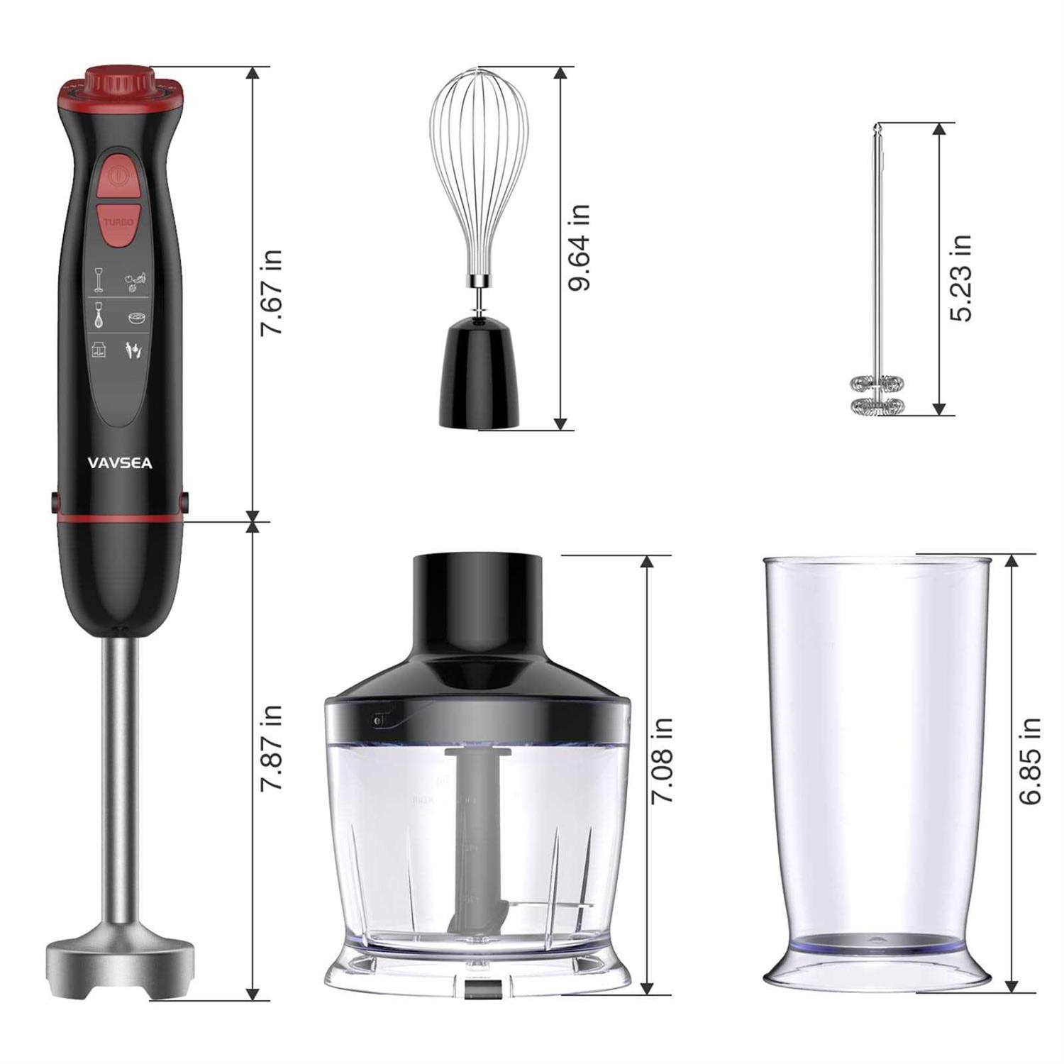 Vavsea HB-2076 mmersion Hand Blender 12-Speed Multi-Function Handheld Stick Blender with Stainless Steel Blades