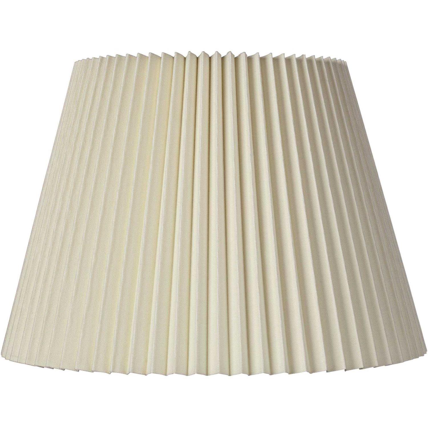 Springcrest Ivory Linen Knife Pleat Medium Lamp Shade 9 Top x 14.5 Bottom x 10 High Replacement with Harp and Finial