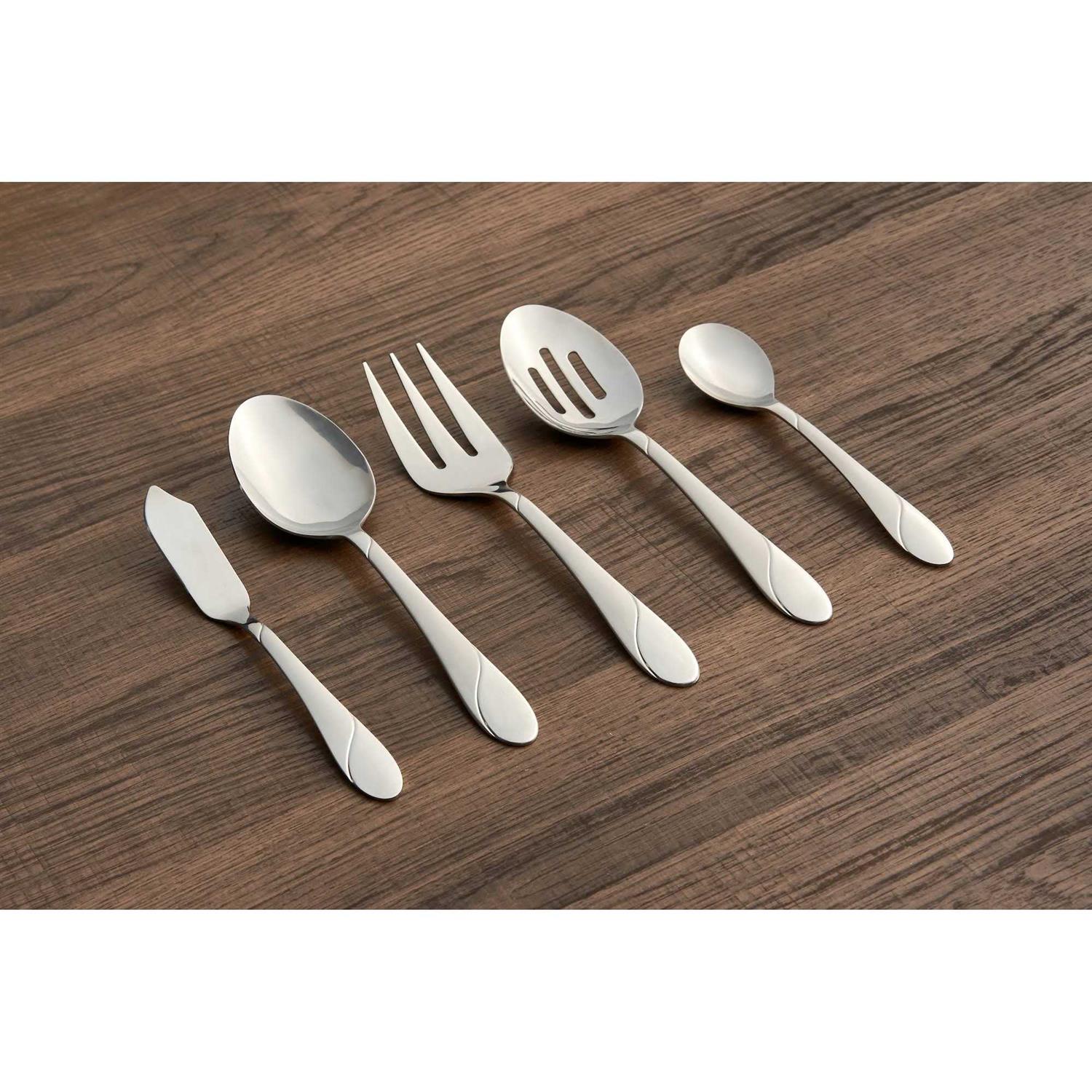 Cambridge Silversmiths Swirl Sand 89-Piece Flatware Set