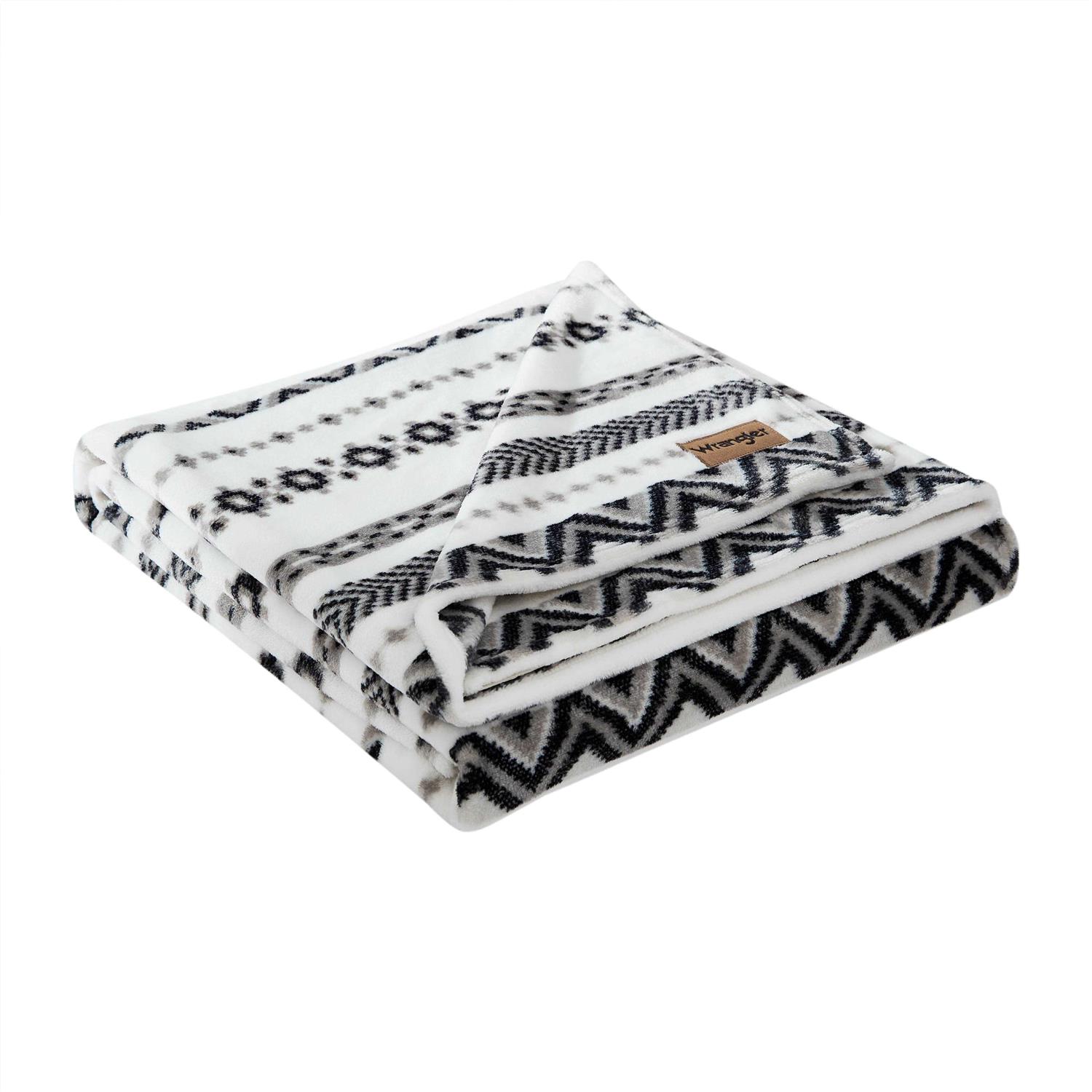Wrangler Navajo Ultra Soft Plush Fleece Reversible Throw Blanket