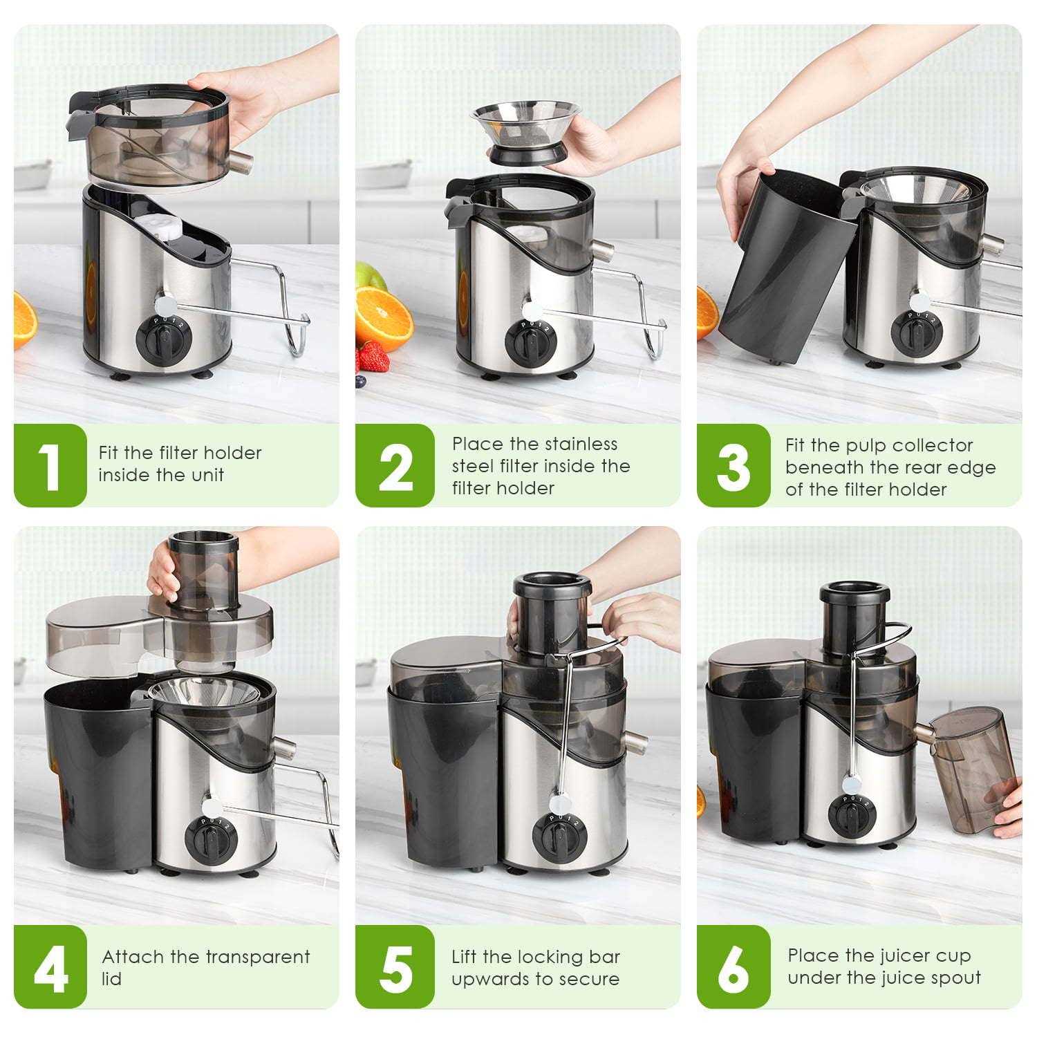 AICOOK Juicer Extractor Easy Clean 3 Speeds Control
