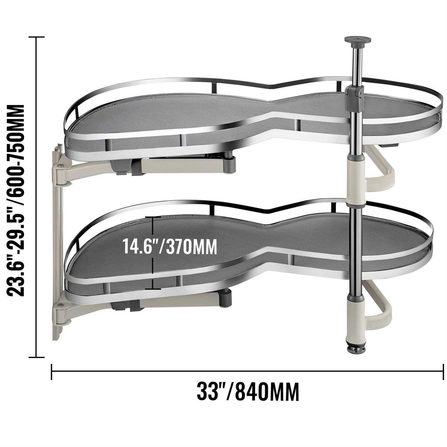 VEVOR Swing Blind Corner Cabinet Pull Out for 36 in. Cabinet 2-Tier Swing Tray Soft Close Cloud Blind