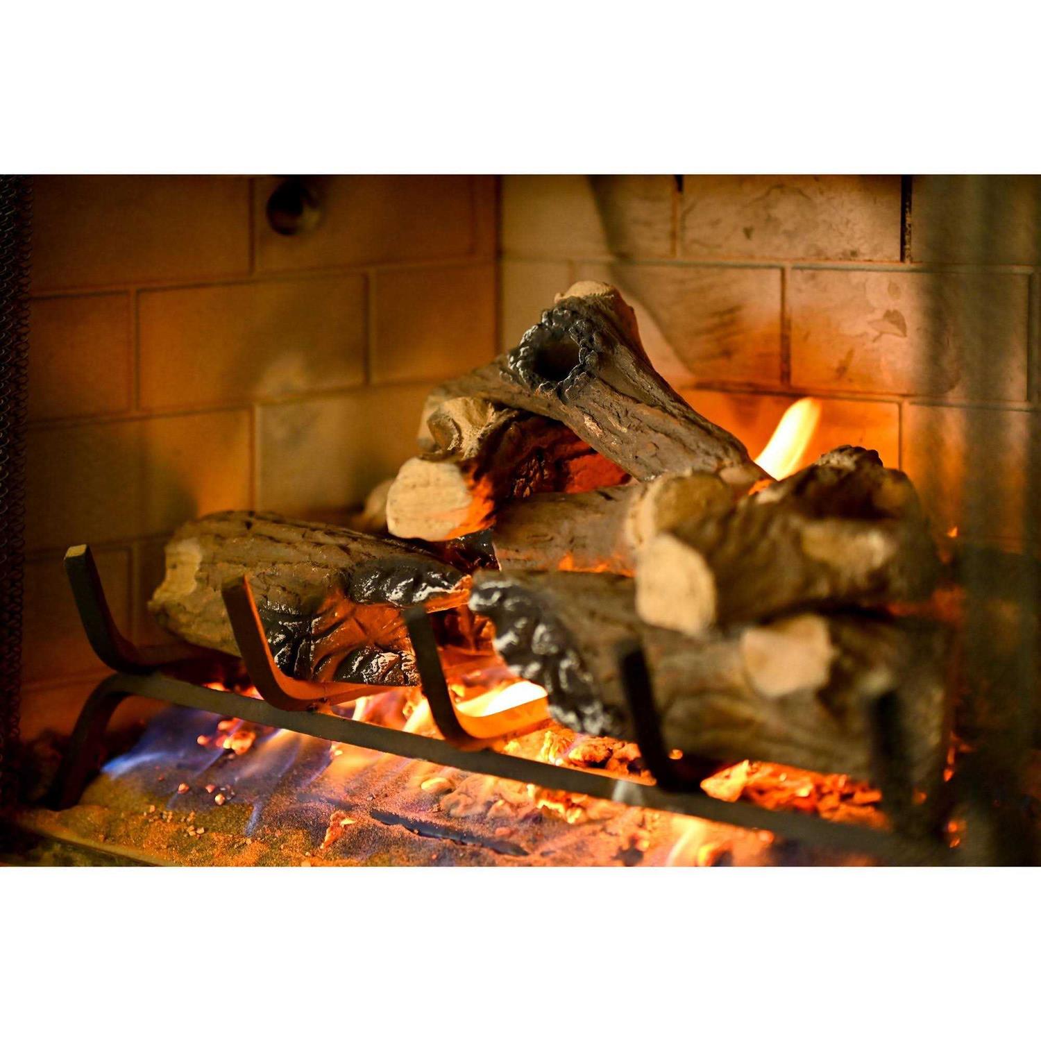 Barton Living 10-Piece Fireplace Logs Ceramic Logs Wood Fire Place Log Gas Heat Set