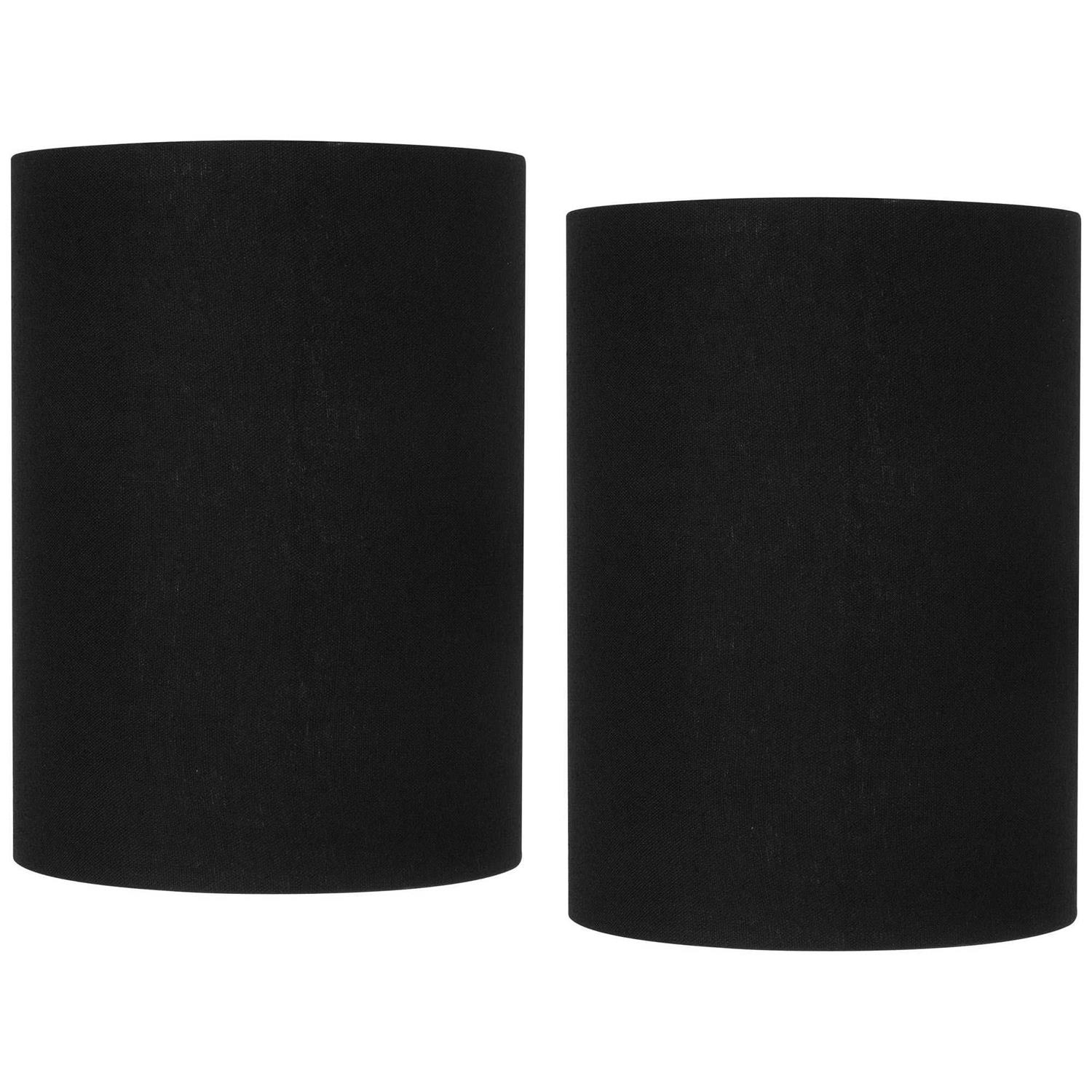 Springcrest Set of 2 Cylinder Lamp Shades Black Small 8 Top x 8 Bottom x 11 High Spider with Replacement Harp and Finial Fitting 587X7