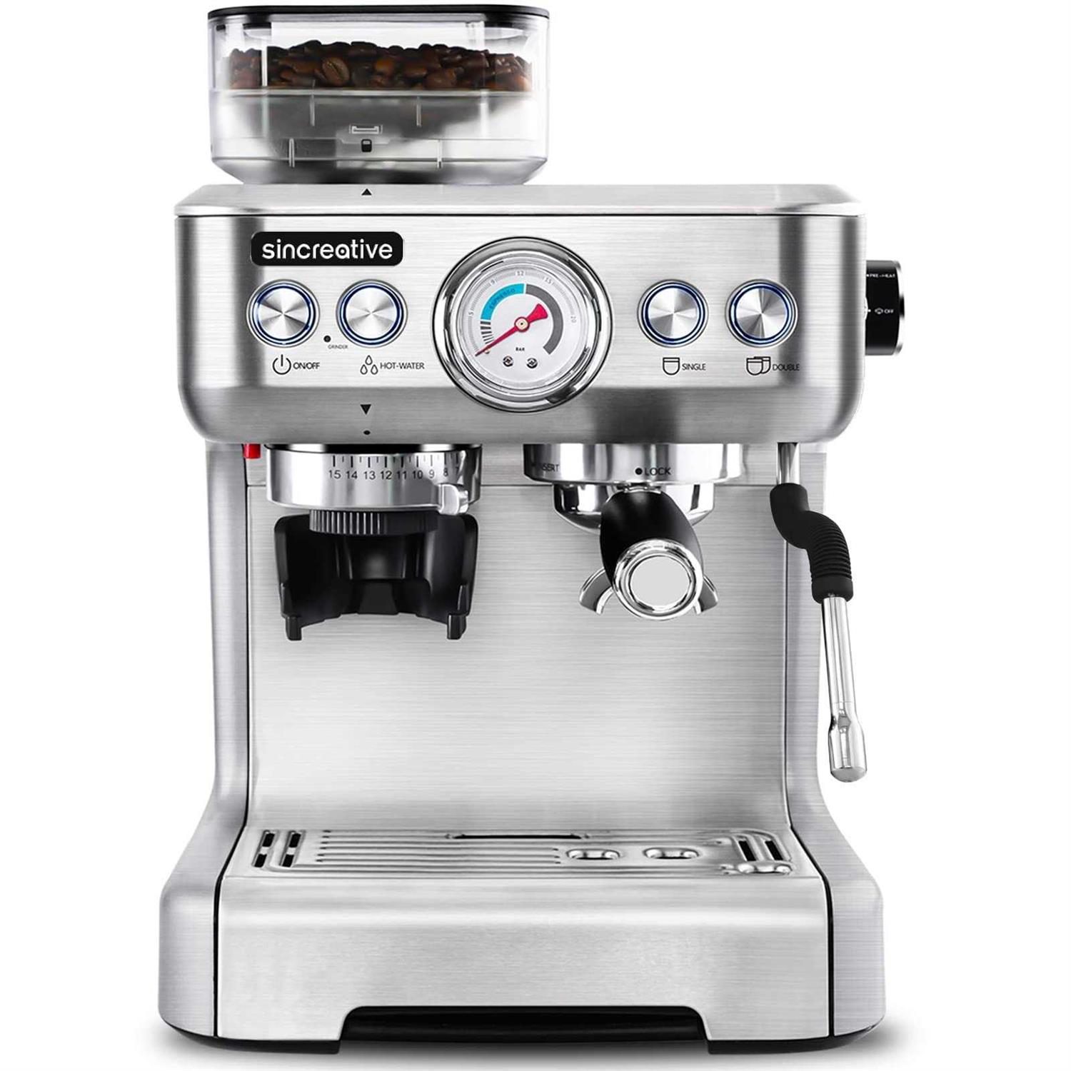 Sincreative 20 Bar All in One Espresso Machine with Grinder and Milk Frother