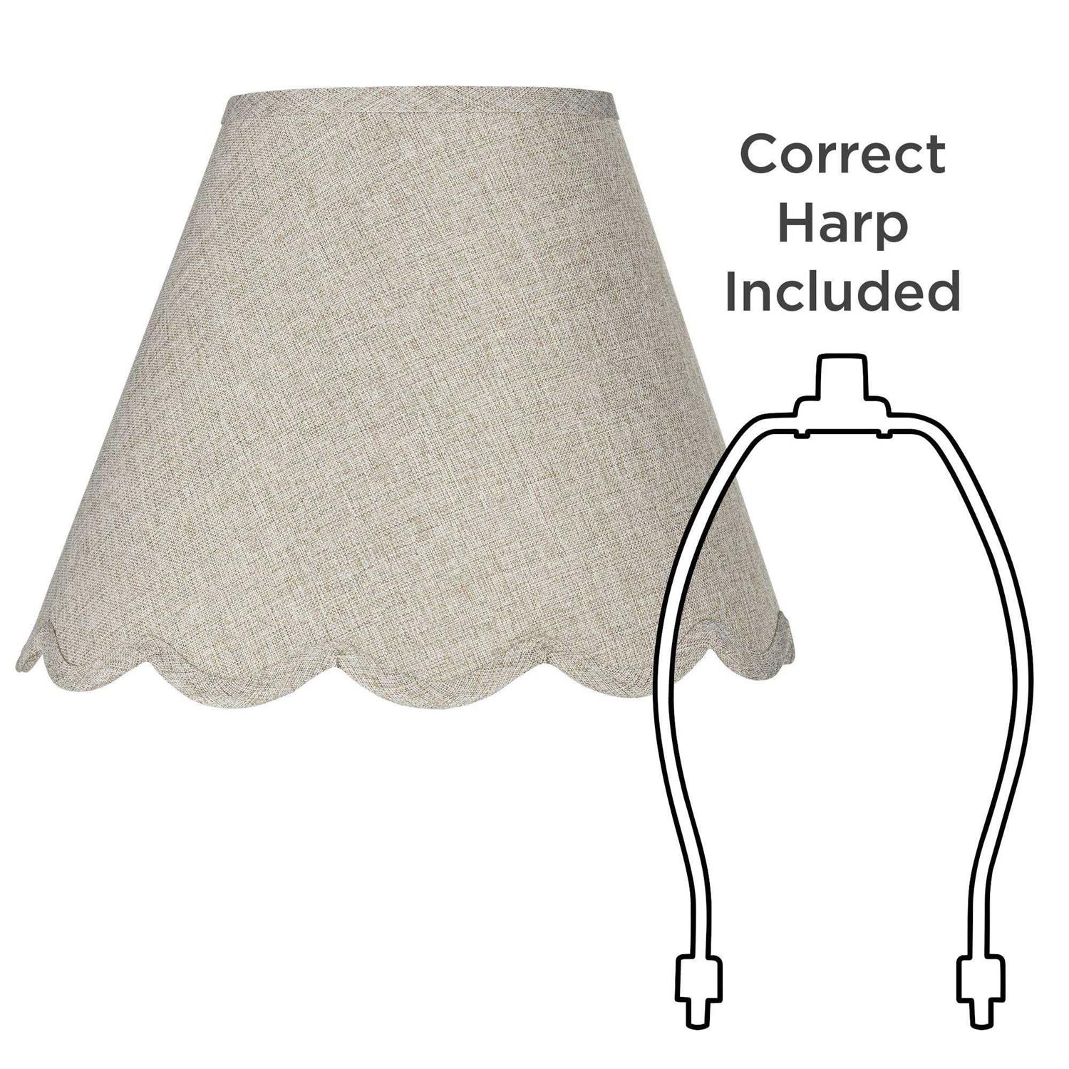 Springcrest Hardback Scallop Bottom Empire Lamp Shade Medium Top x Bottom x High Spider with Replacement Harp and Finial