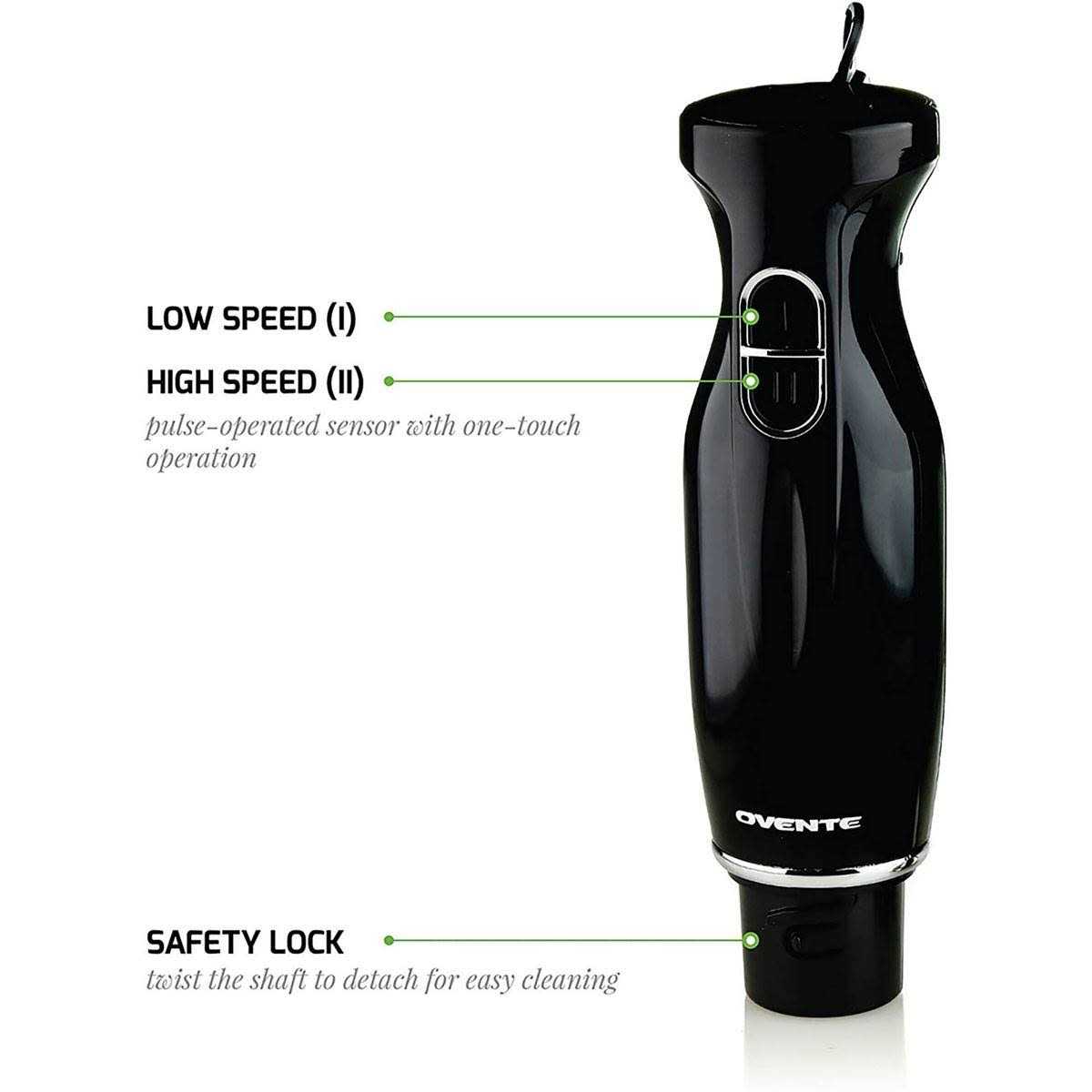 Ovente Immersion Blender Stainless Steel Blades 300W Hand Mixer