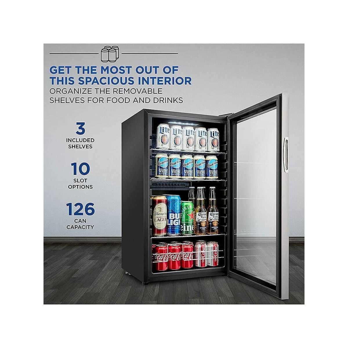 Ivation 126 Can Beverage Refrigerator Freestanding Ultra Cool Mini Drink Fridge