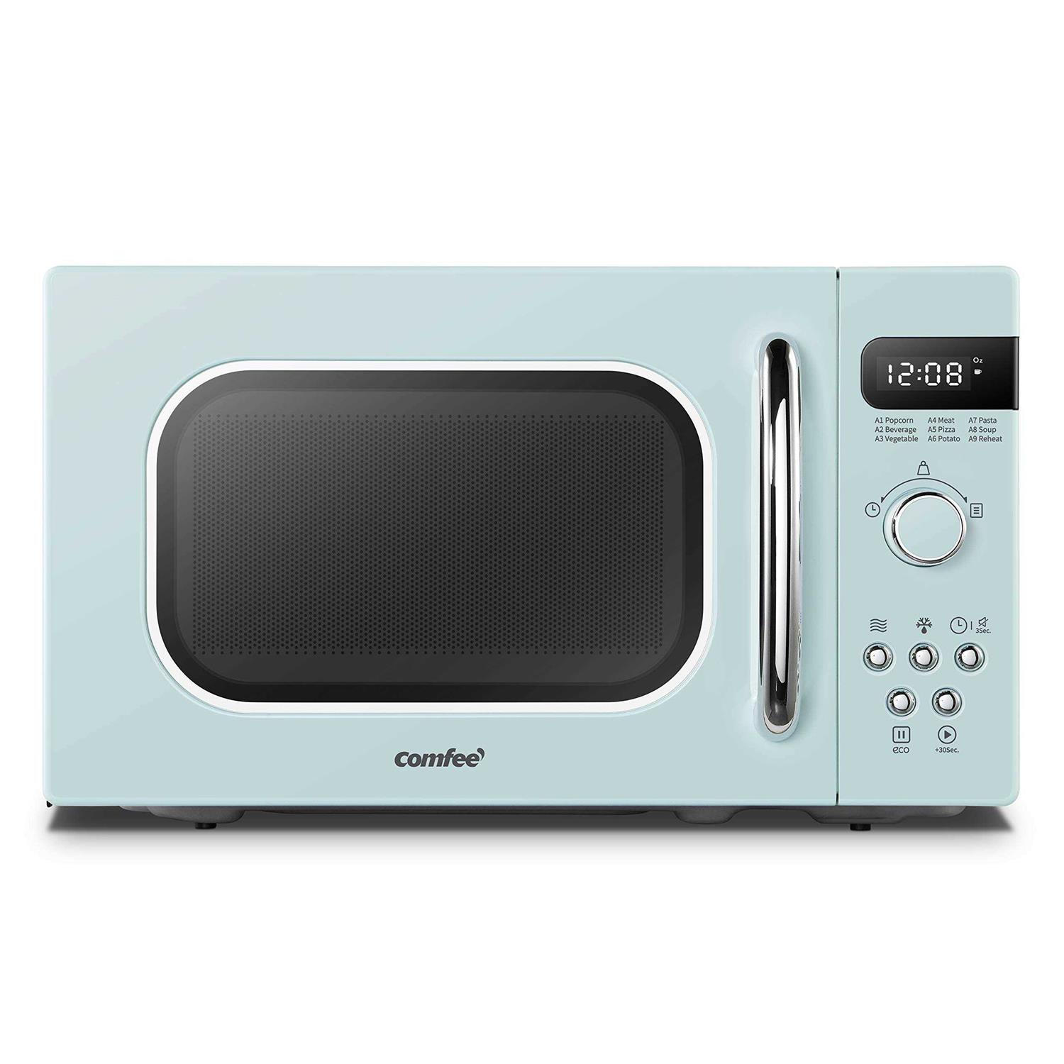 COMFEE& AM720C2RA-G Retro Style Countertop Microwave Oven with 9 Auto Menus Position-Memory Turntable, Eco Mode, and Sound