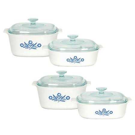 Corningware Pyroceram Blue Corower 4 pc Glass Ceramic Cookware Set