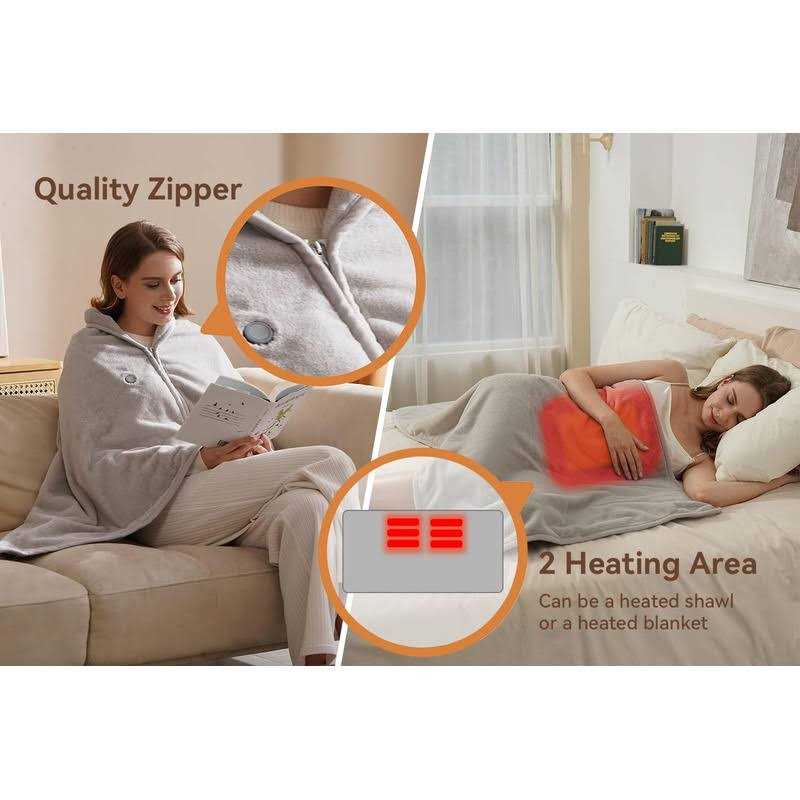 Zireot USB Heated Blanket,Portable Cordless Wearable Heated Shawl Throw Blanket for Home & Outdoor,Battery Operated Heated Blanket,with USB Charger