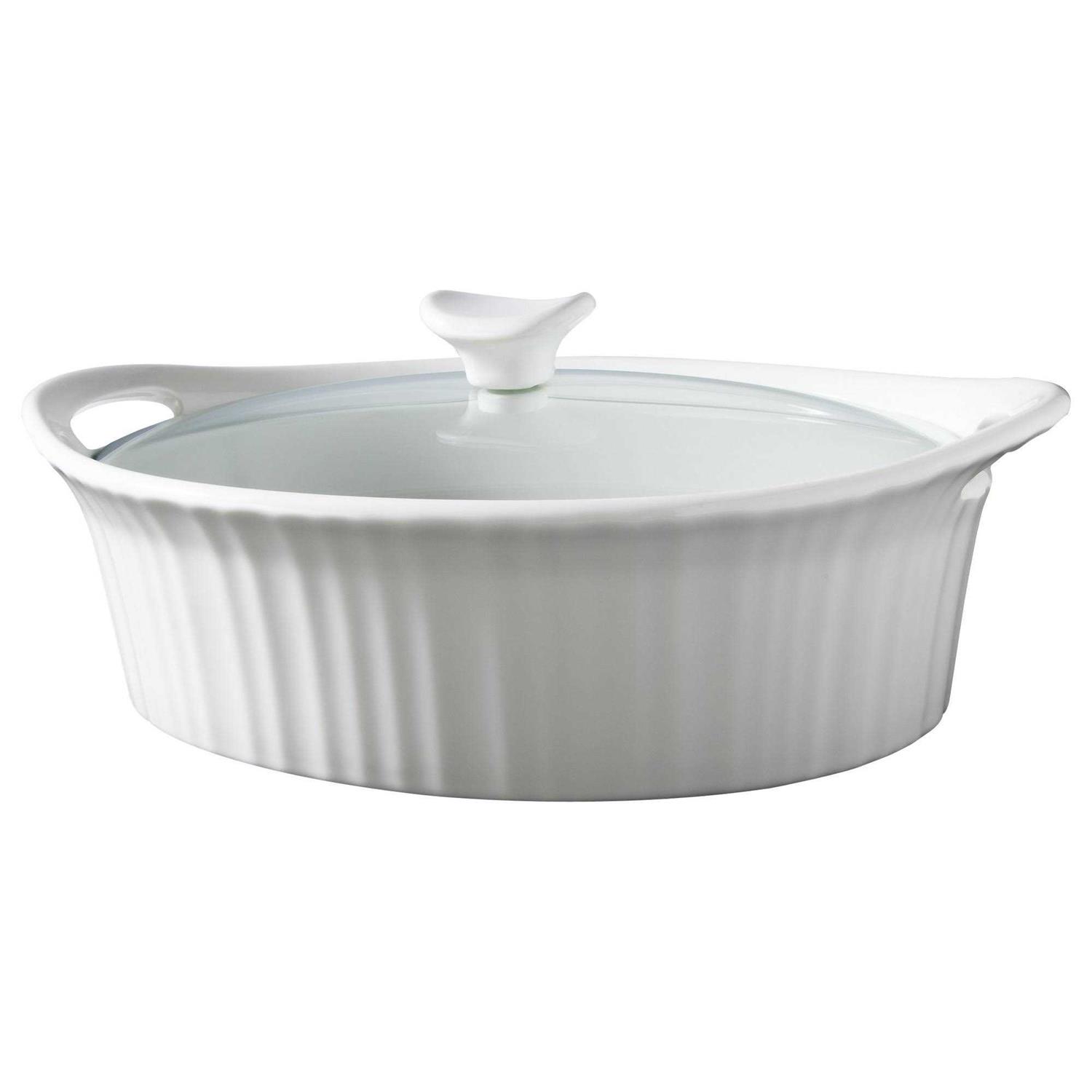 Corningware French White Oval Casserole with Glass
