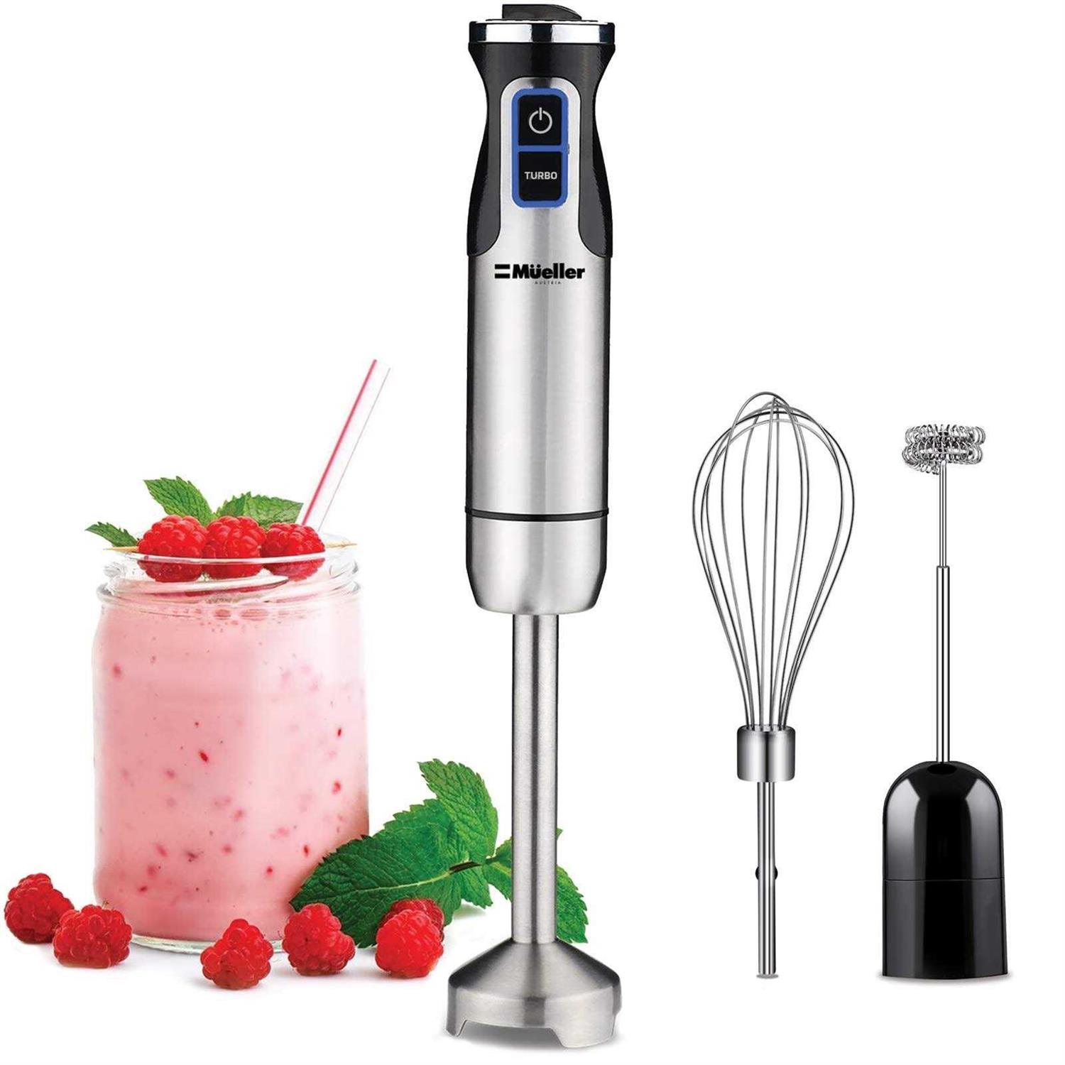 Mueller Austria Ultra-Stick 500 Watt 9-Speed Immersion Multi-Purpose Hand Blender Heavy Duty Copper Motor Brushed 304 Stainless Steel
