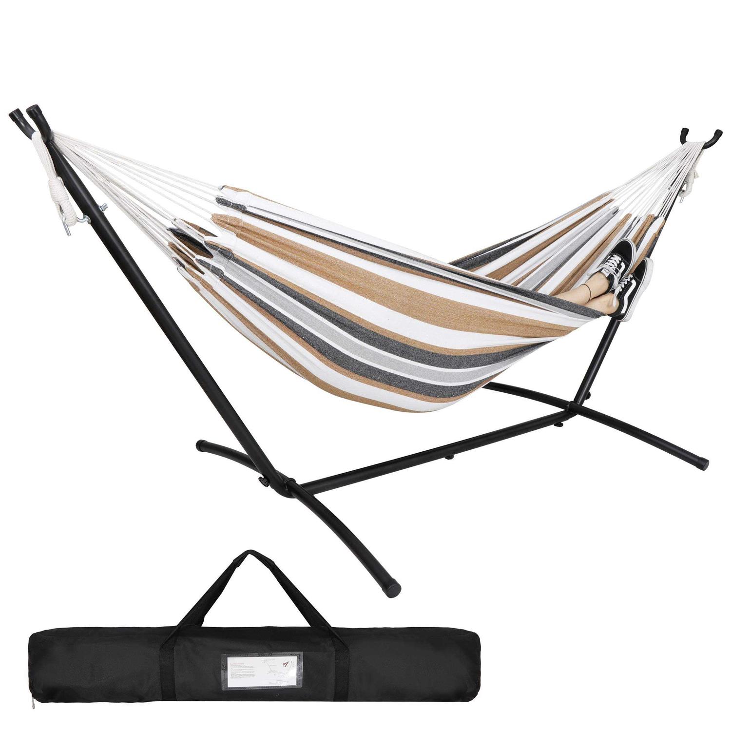 ZENY Double Hammock with Space Saving Steel Hammock Stand 9ft
