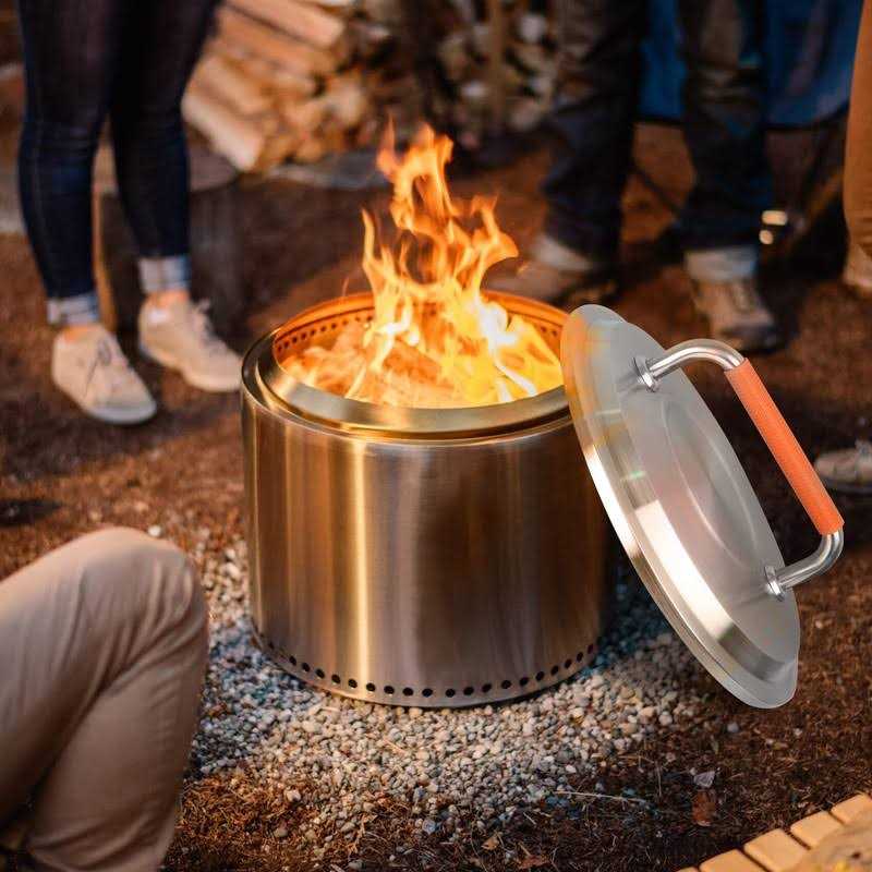 Fire Pit Lid Accessory for Bonfire Fire Pit Burly Grill 20 inch Lid 304 Stainless Steel with Heat Resistant Handle for Solo Stove Bonfire 19.5