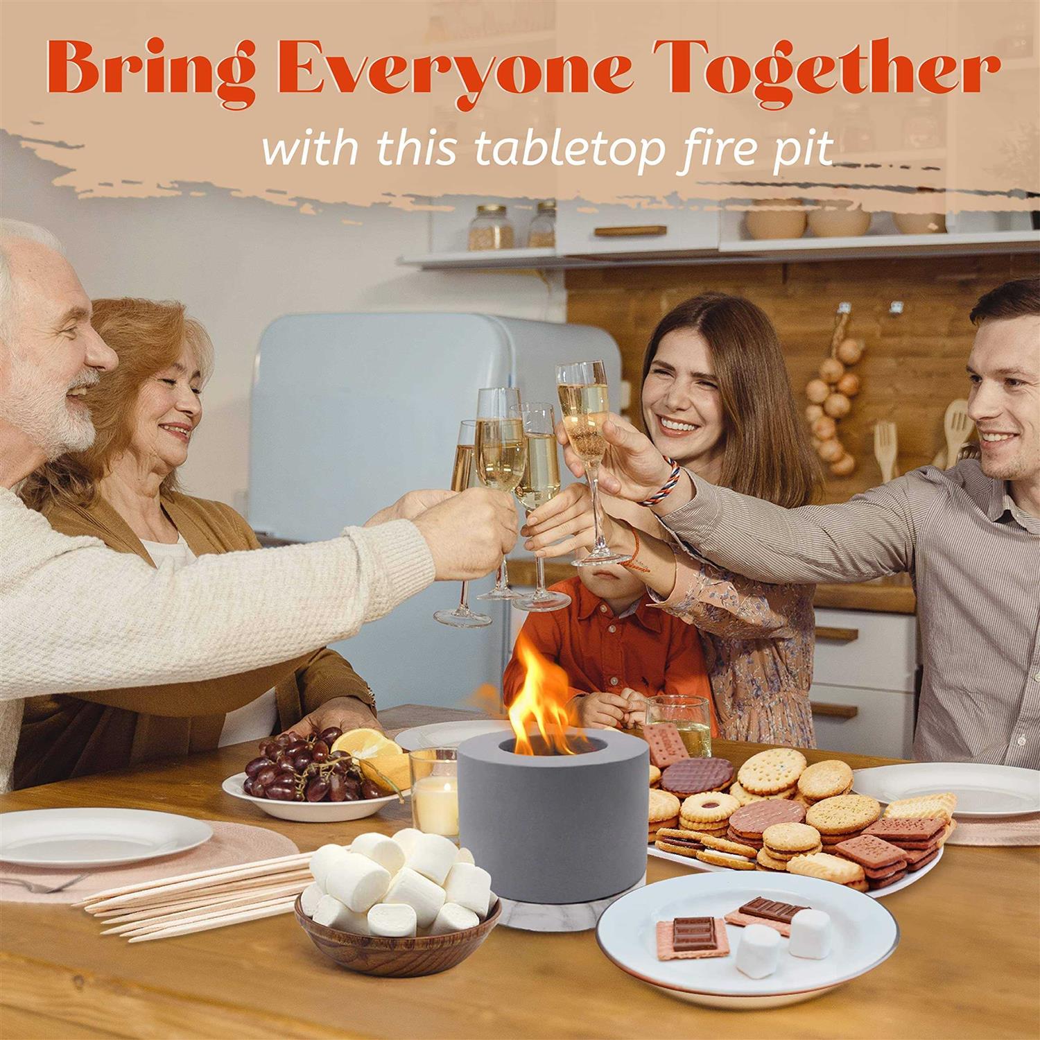 Tabletop Fire Pit Smokeless Indoor Smores Fire Pit Bowl Mini Portable