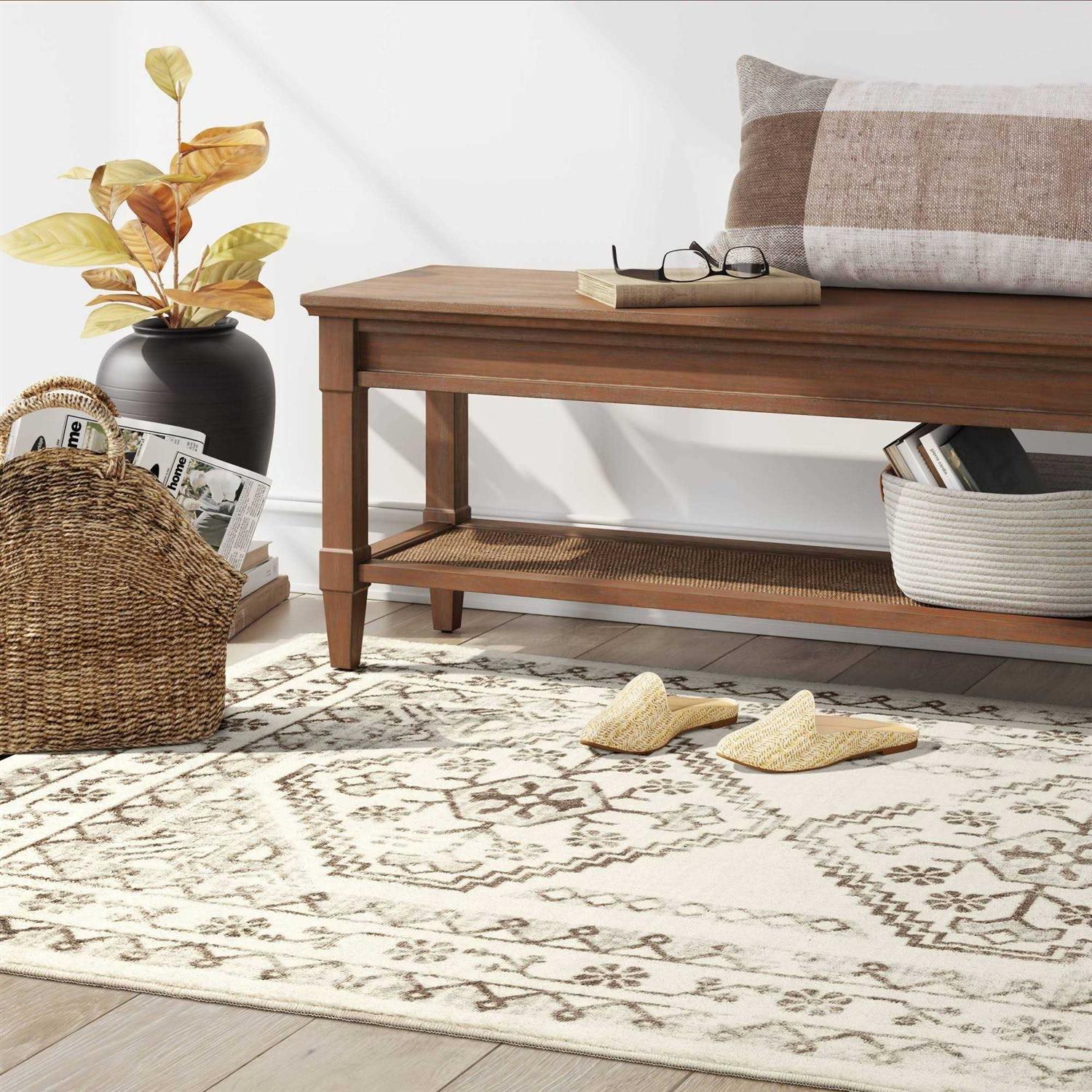 Threshold Kensington Washable Persian Style Rug Cream