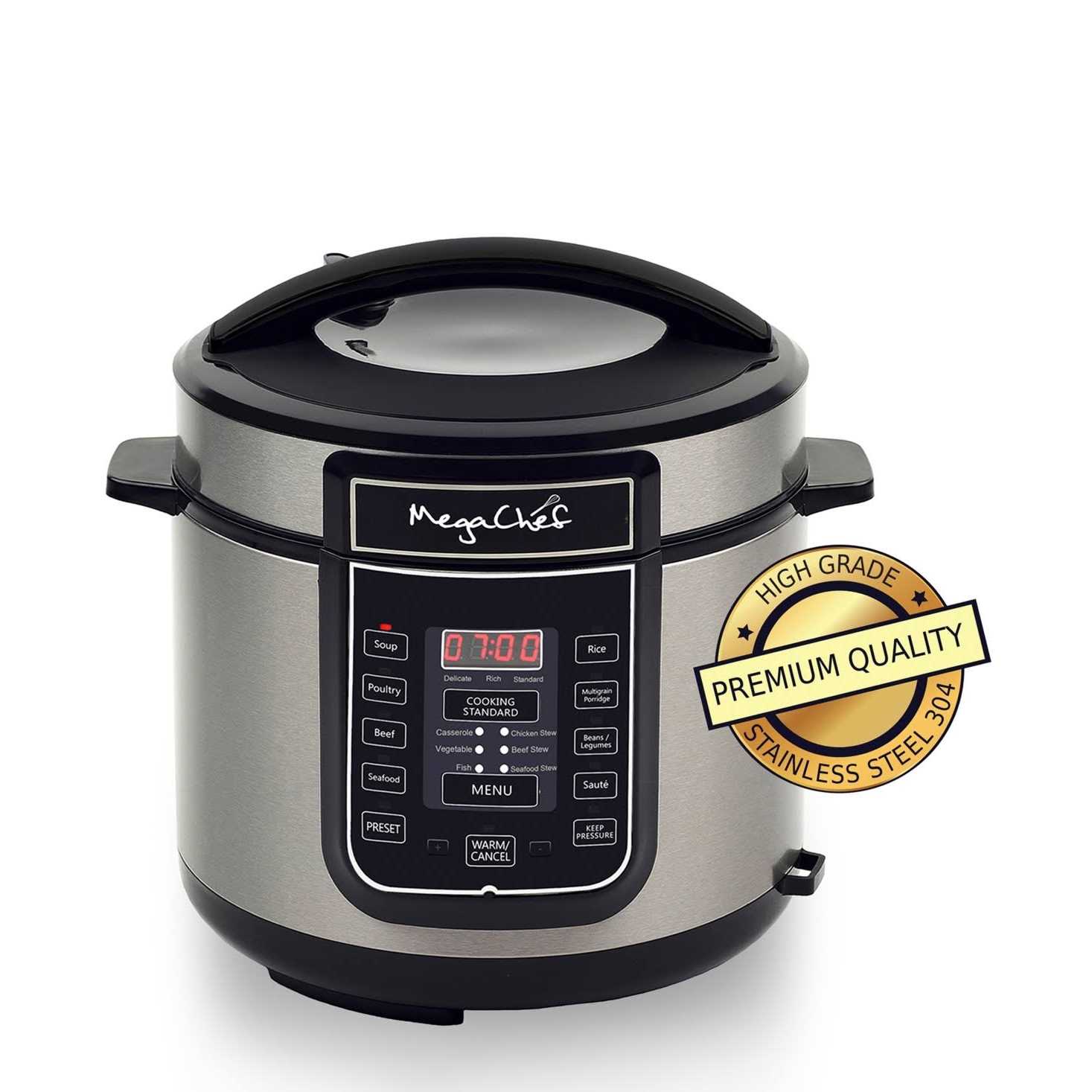 Megachef 6 Quart Digital Pressure Cooker with 14 Pre-set Multi Function Features