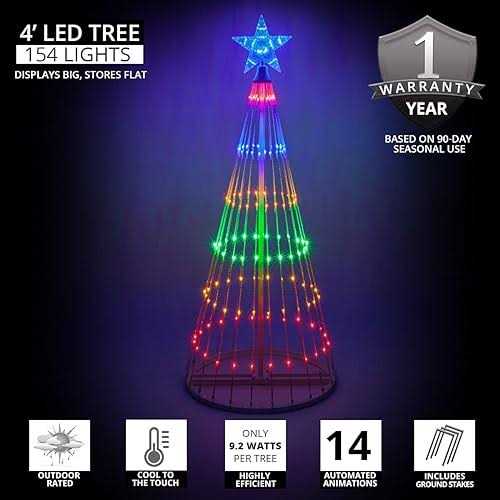 Wintergreen Lighting 14-Function LED Light Show Cone Christmas Tree