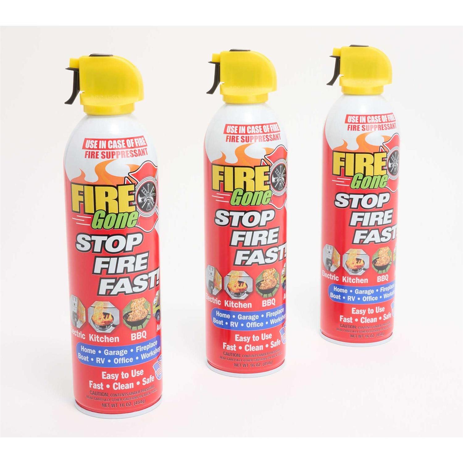 Fire Gone Set of 16-oz Fire SuppressantSpray Cans