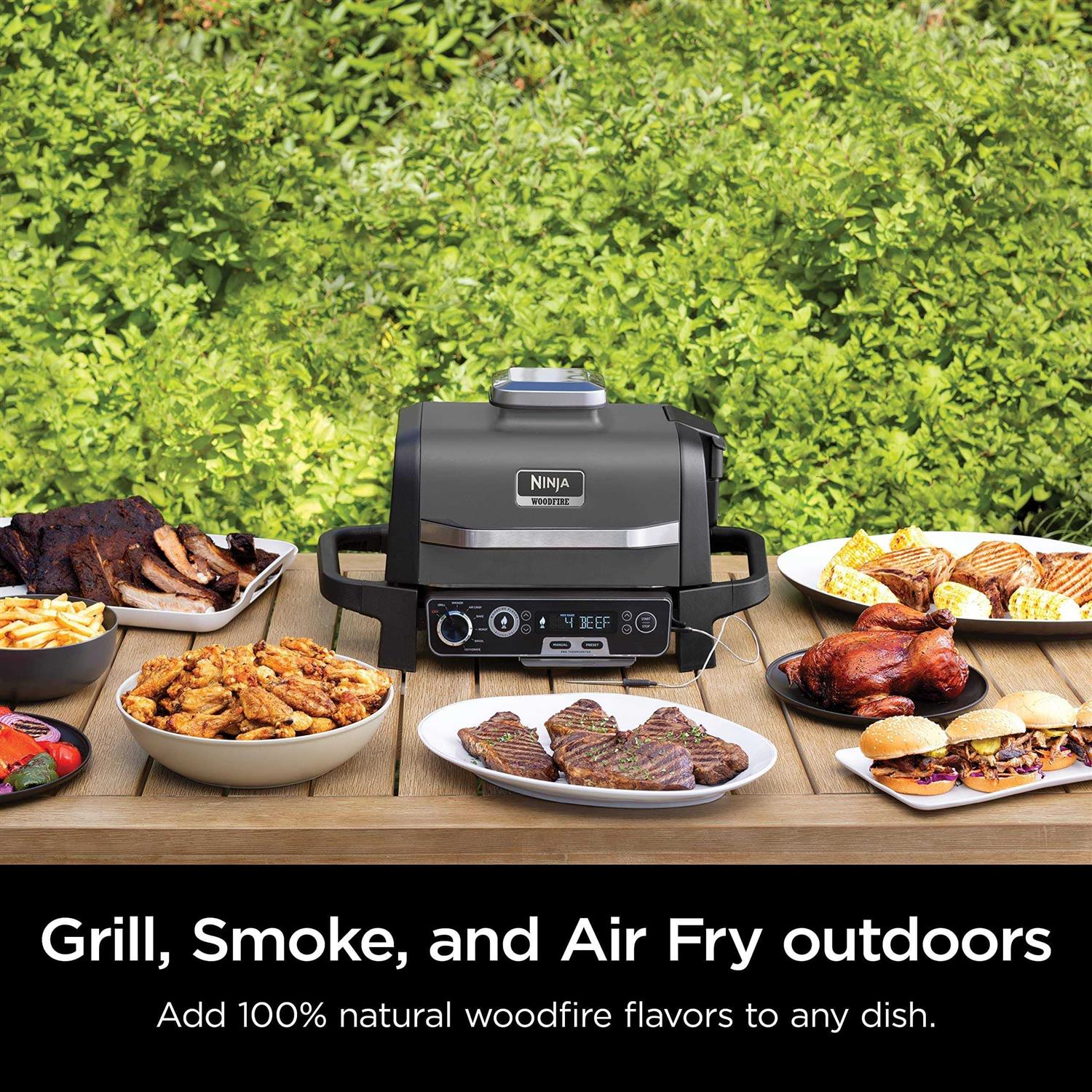Ninja OG751BRN Woodfire Pro Outdoor Grill & Smoker with Built-In Thermometer