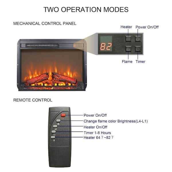 Cesicia 23 in. Electric Fireplace Insert Ultra Thin Heater with Log Set Realistic Flame