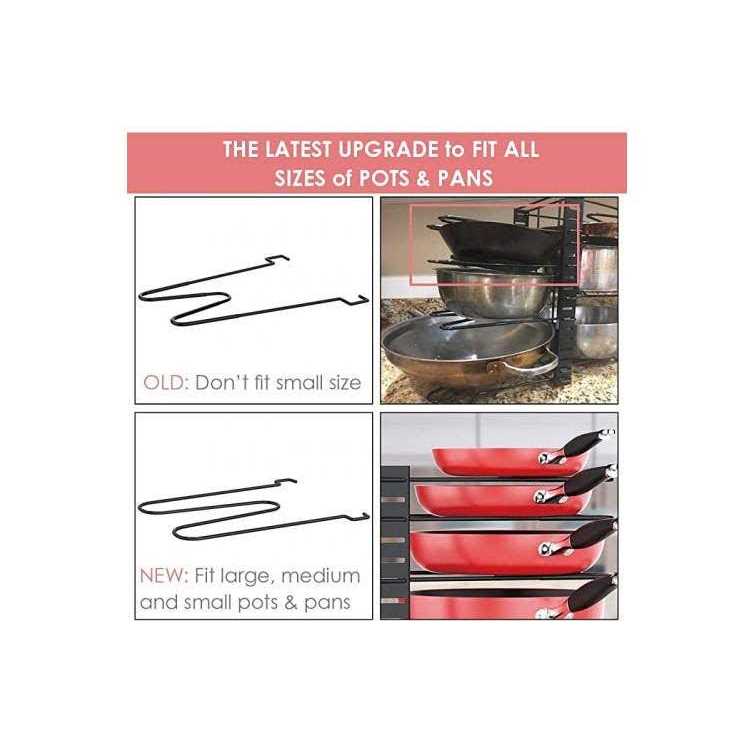 MUDEELA Pots and Pans Organizer Rack under Cabinet, 8-Tier Kitchen Organizers and Storage Pot Racks