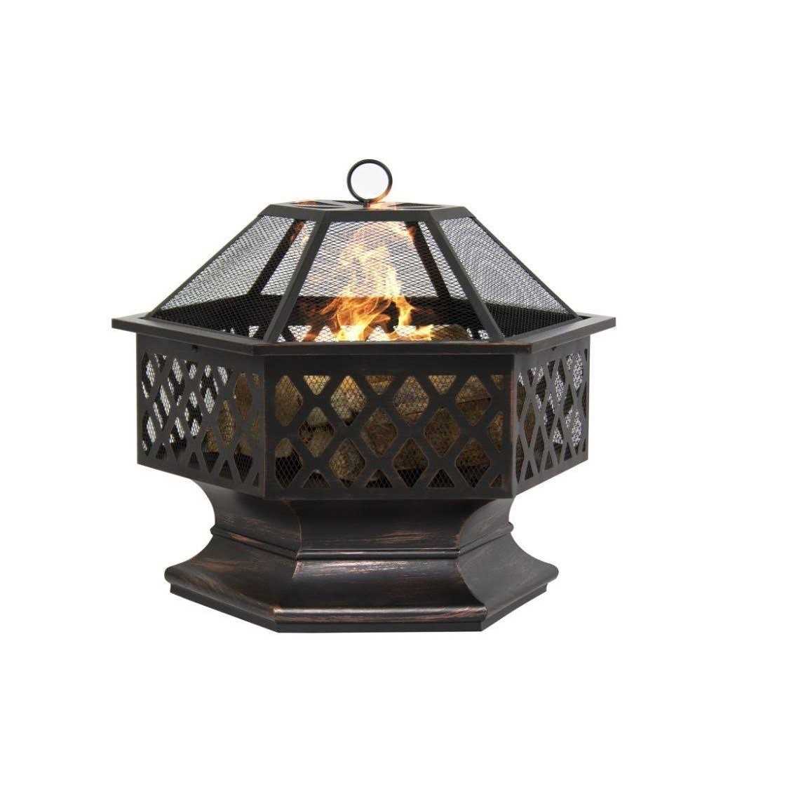 Best Choice Products 24in Hex-Shaped Steel Fire Pit for Garden