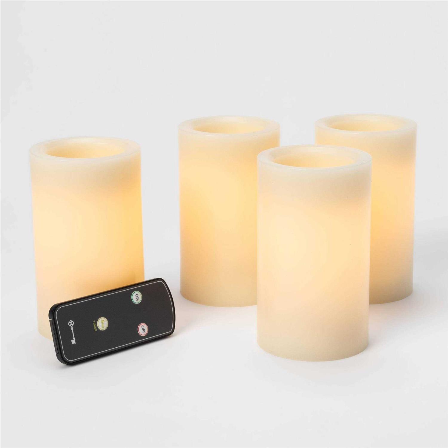 Threshold 3pk 6 x 3 LED Flameless Black Wick Candle Cream