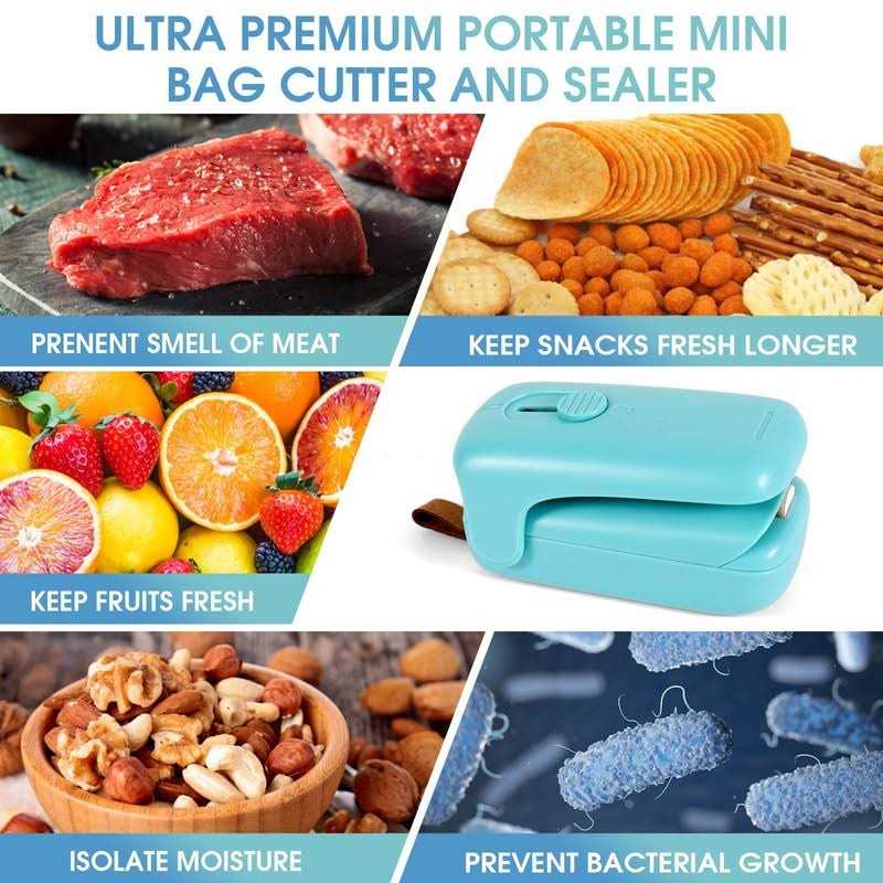 Mini Bag Sealer, Romsto Handheld Heat Vacuum Sealer, 2 in 1 Heat Sealer and Cutter with Lanyard